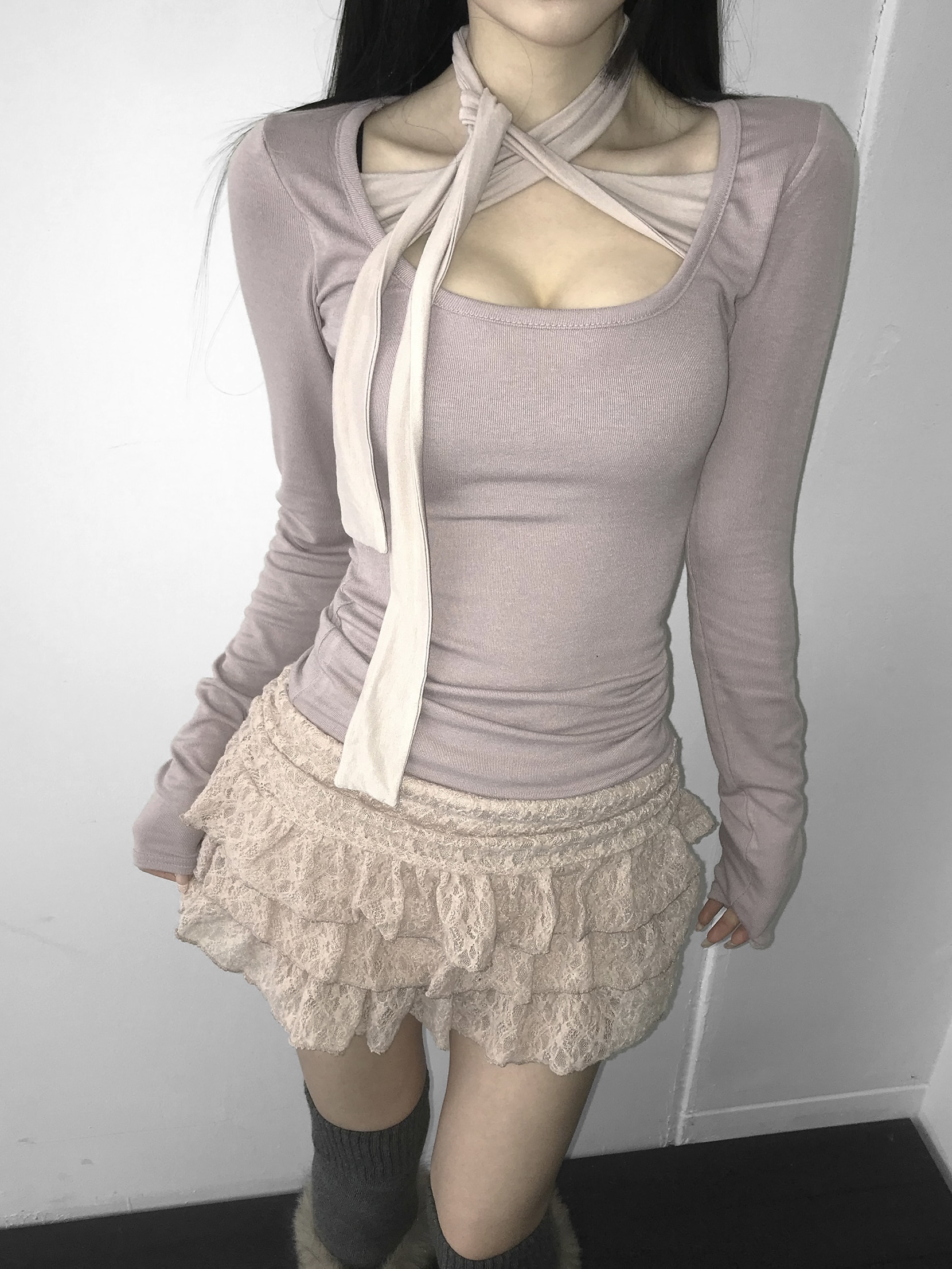 Tiered Ruffled Lace Mini Skirt