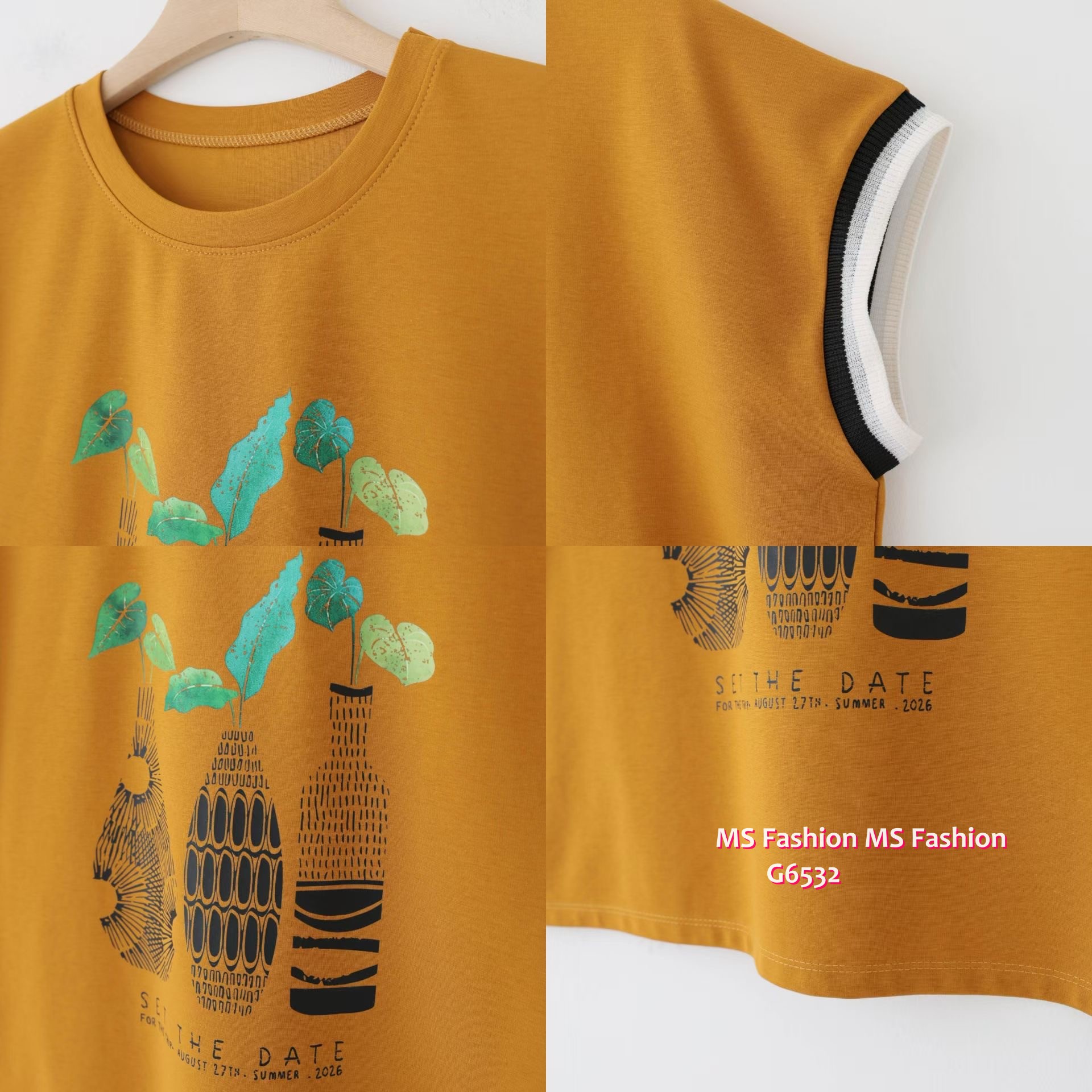 G6532 靚花瓶print top