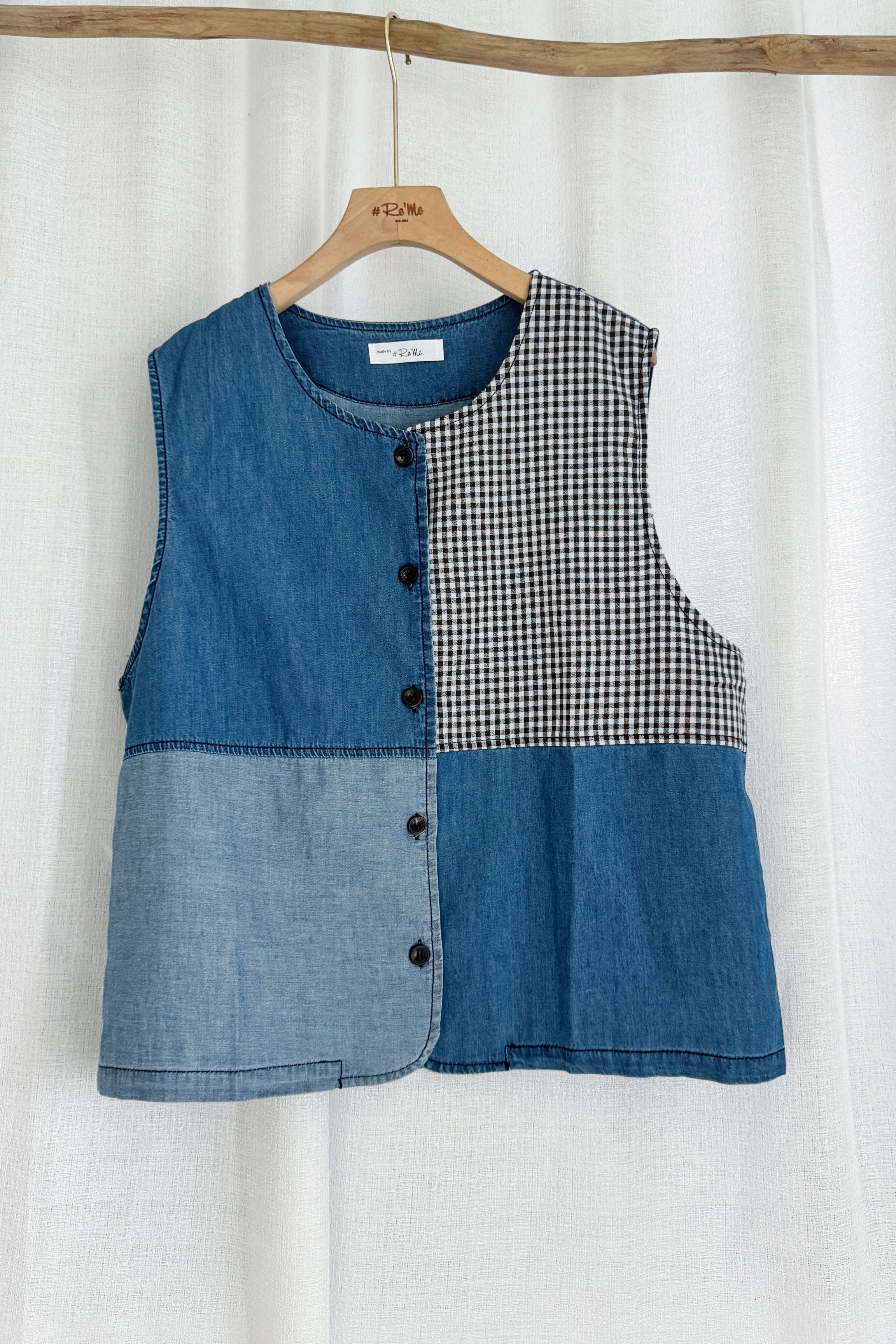 文艺设计感复古丹宁马甲