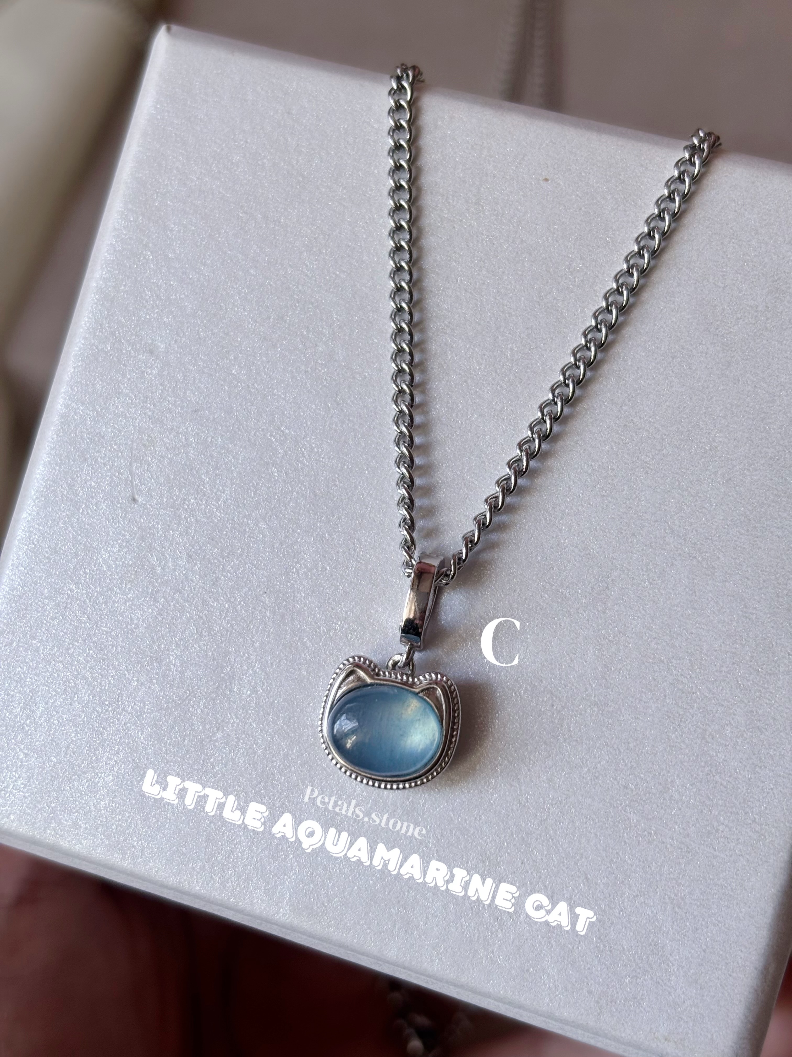  Little Aquamarine Cat | 海藍寶貓貓頸鏈 🐈🩵