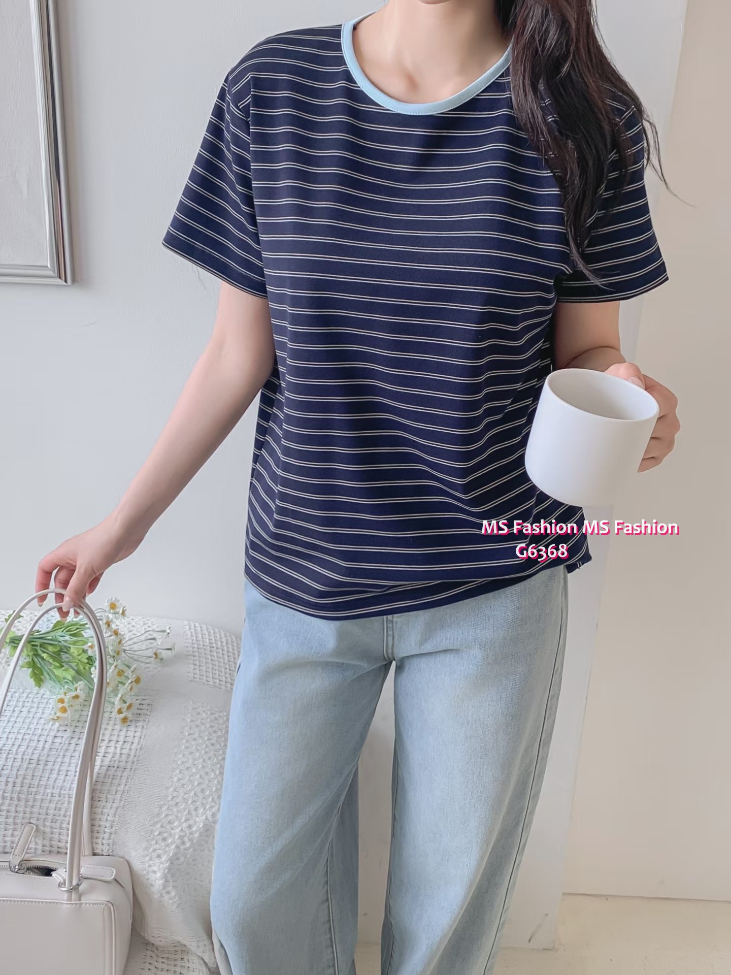G6368 韓國🇰🇷拼色領橫間top