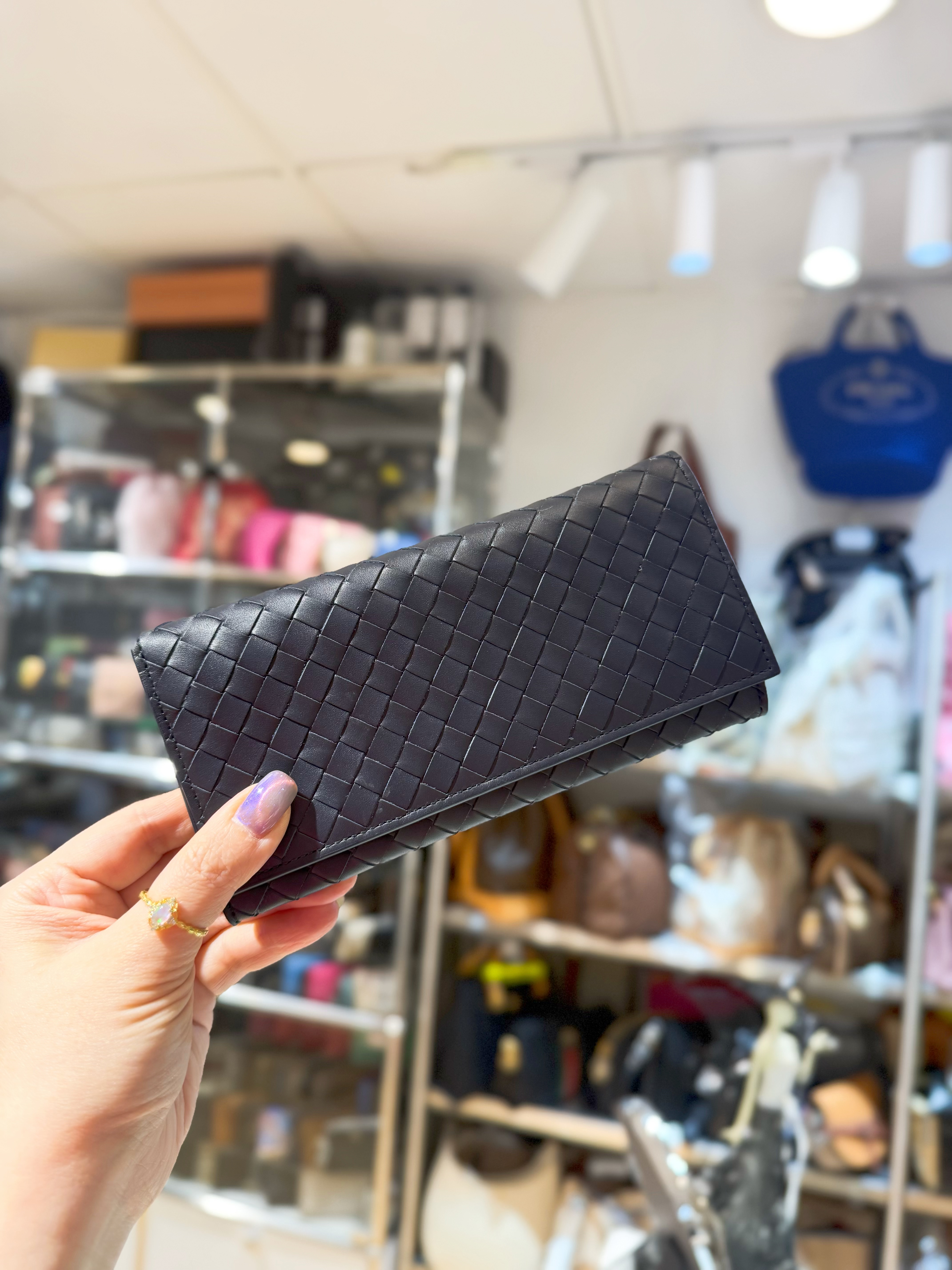 BV slim long wallet dark navy