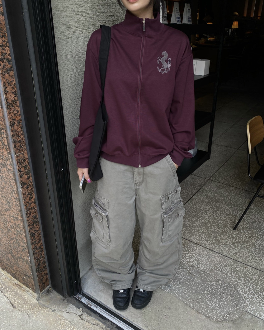 Graphic High-Neck Zip-Up