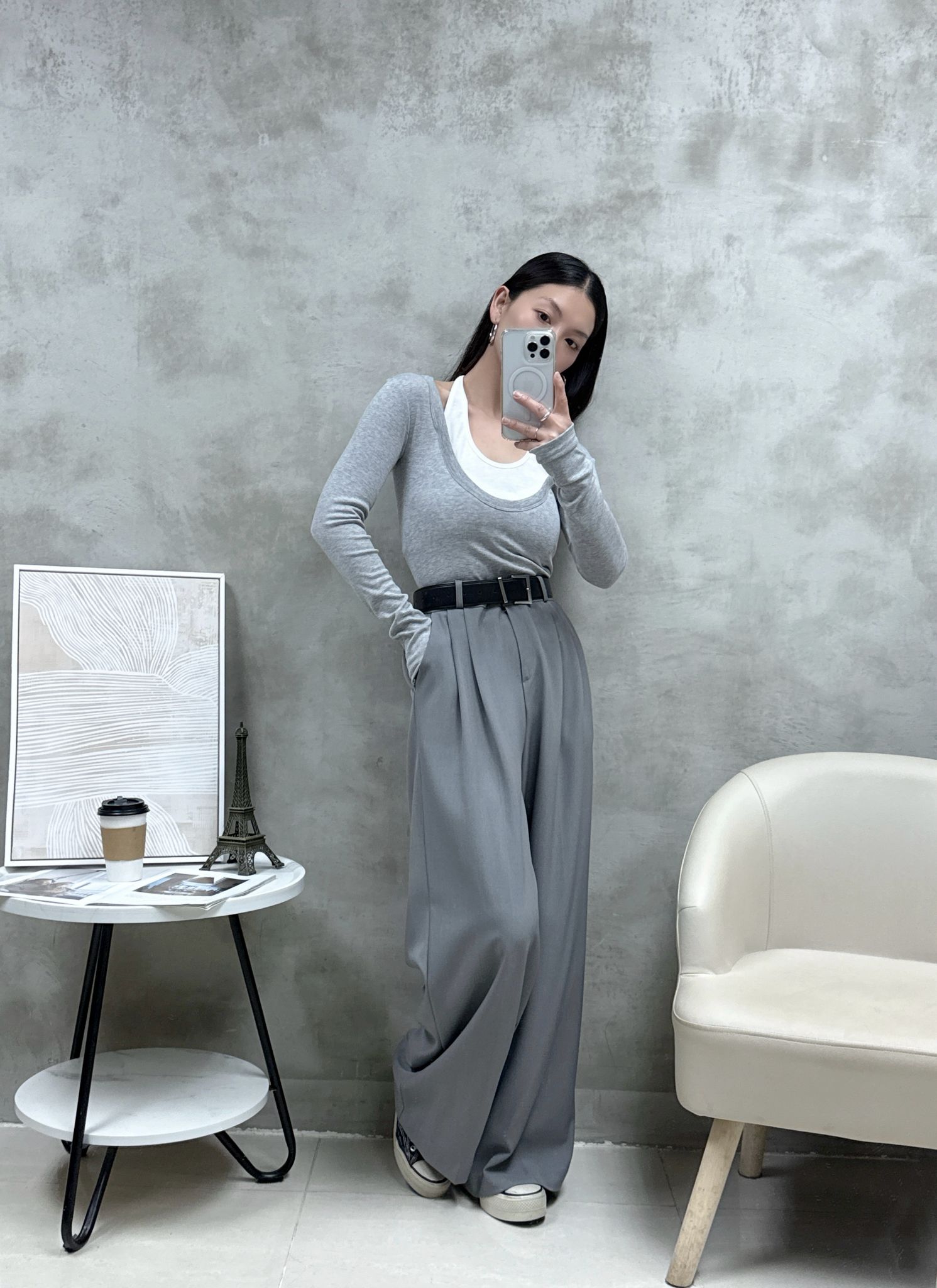 C06 假兩件拼色Top