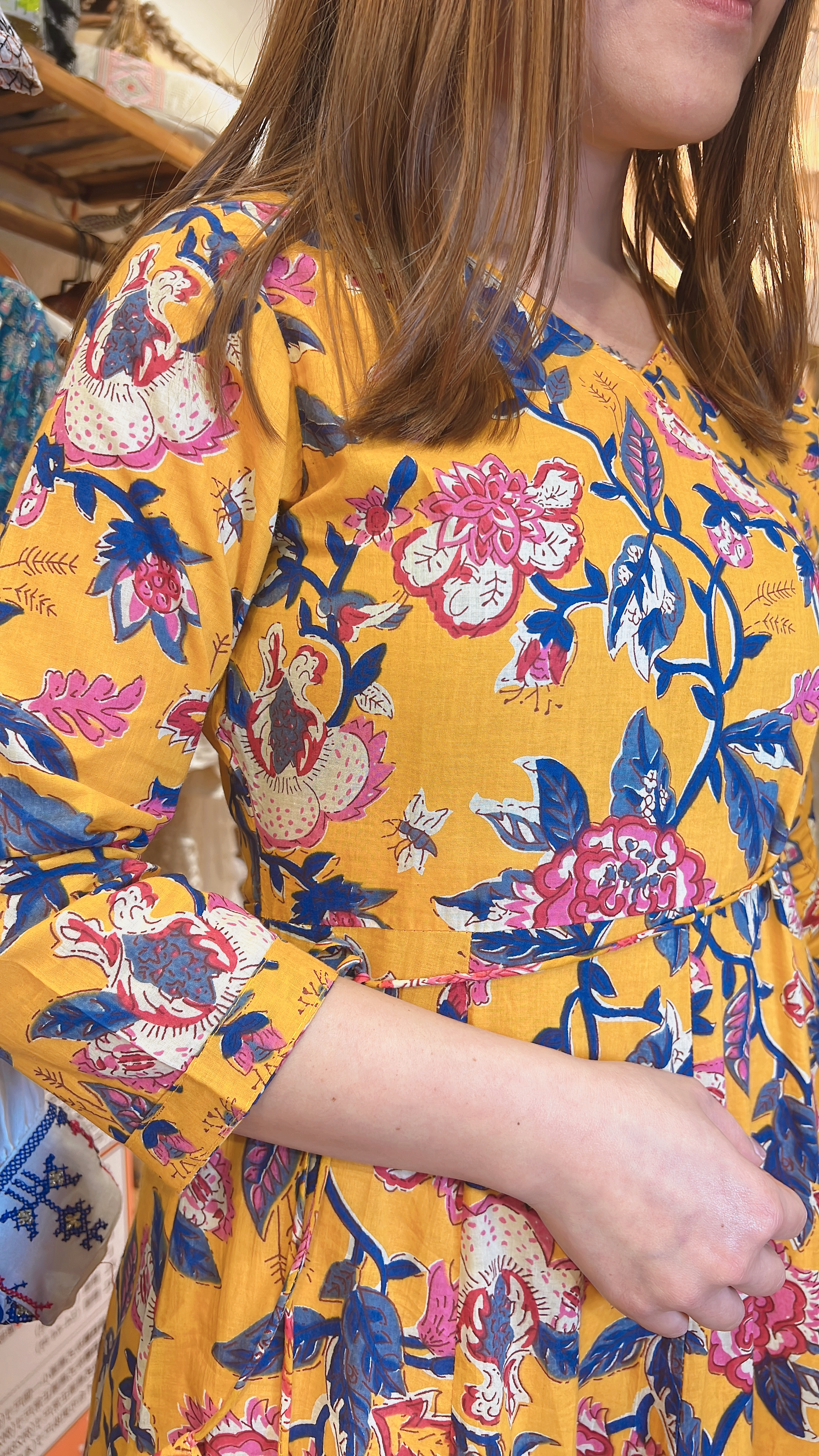 2037 Mustard Yellow Patchwork Block Print OP