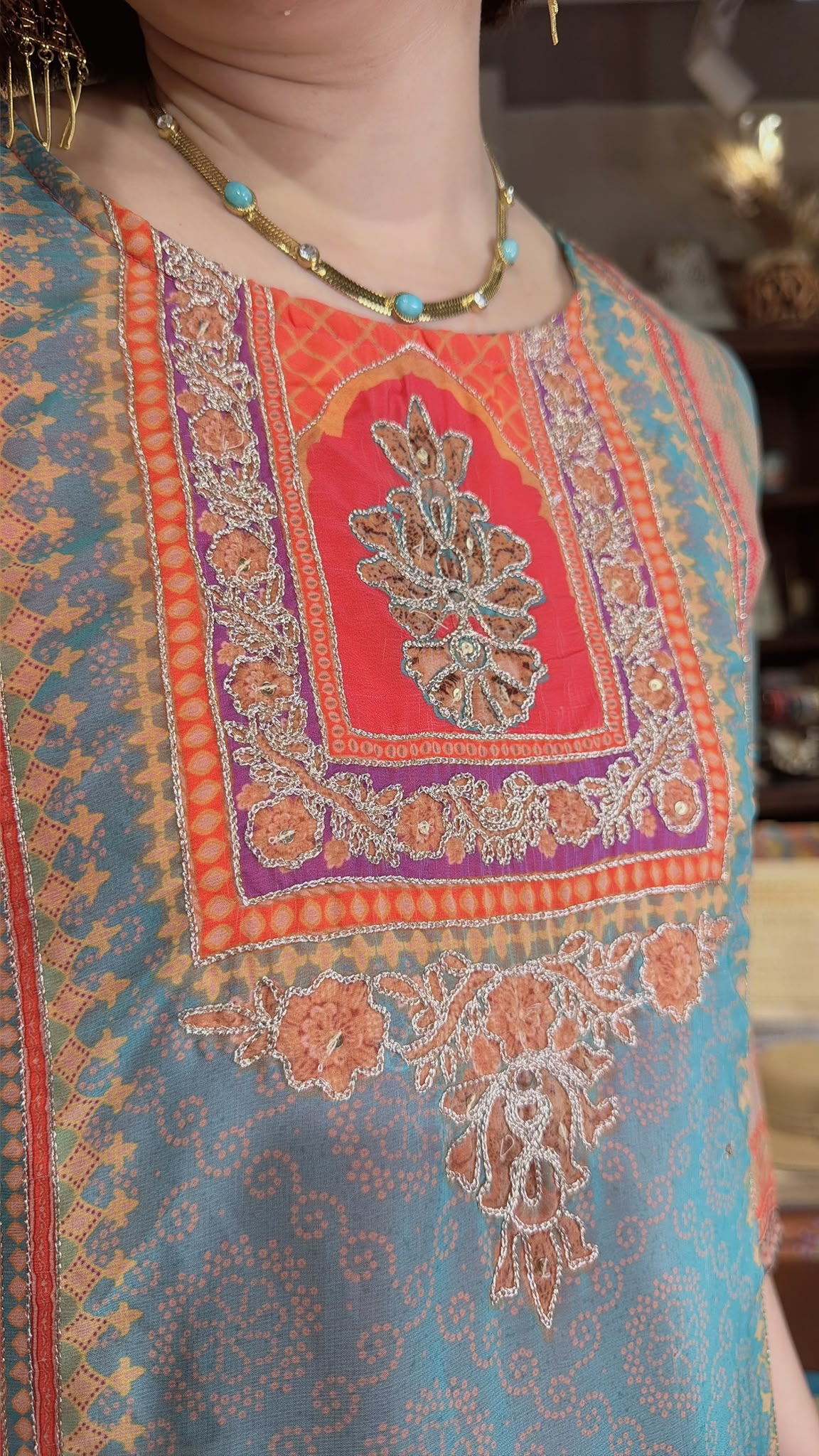 2900 Indian Temple Vintage Full Golden Emb Kurta
