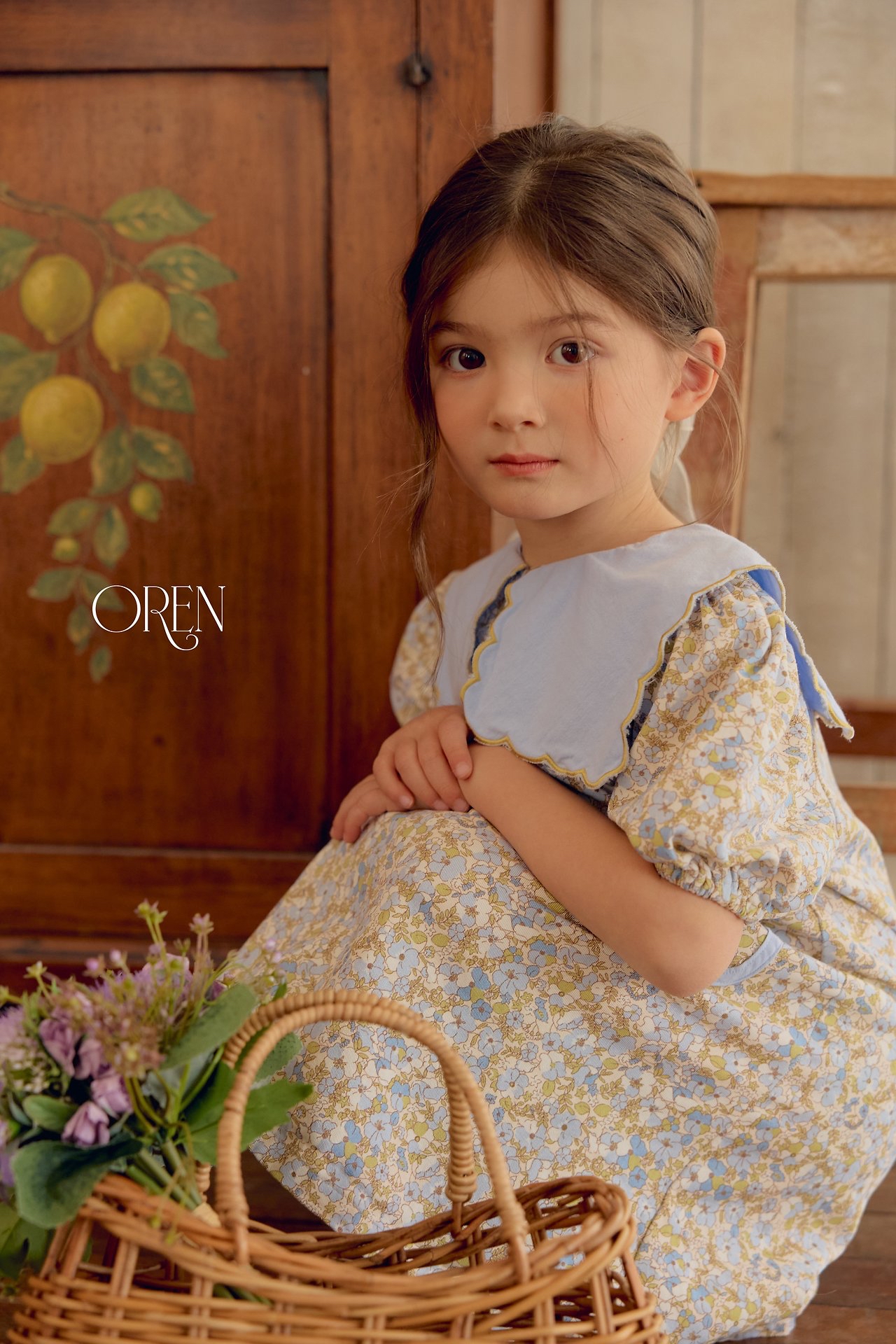 ☀️預訂 韓國直送☀️🇰🇷Oren Karina兩色花卉口袋扇形領短袖連身裙