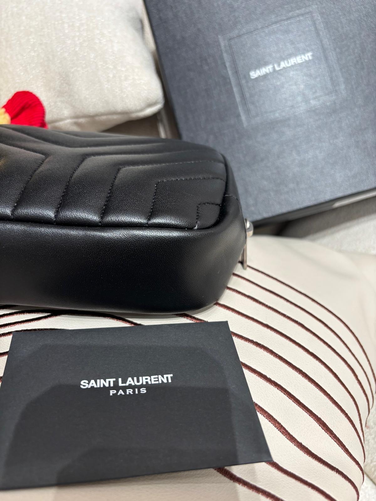 Ysl loulou pouch SAINT LAURENT Black Calfskin Pouch 100%Authentic, 99%new ✅certificate ✅box