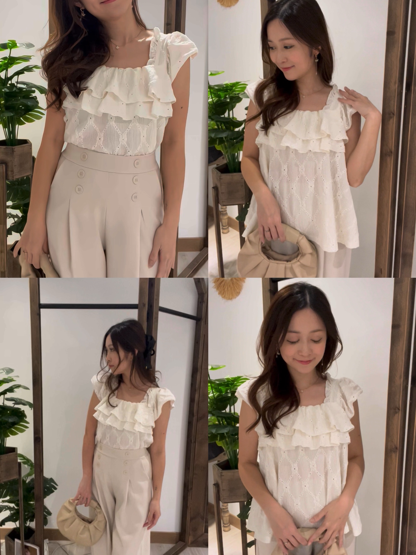 菱紋鈎花娃娃上衣(JP)[米杏色]363648