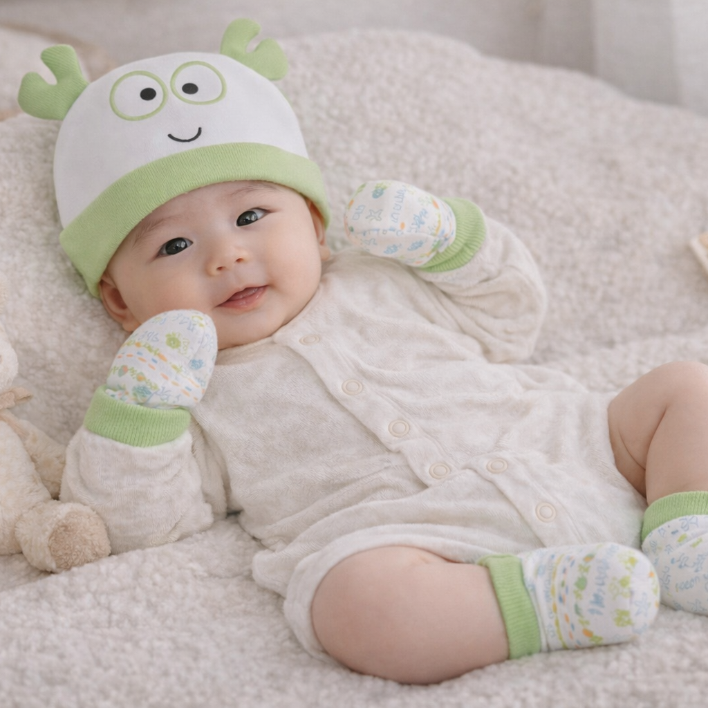 帽子手襪套(3件) Baby Hat & Mittens Set (3-Piece)