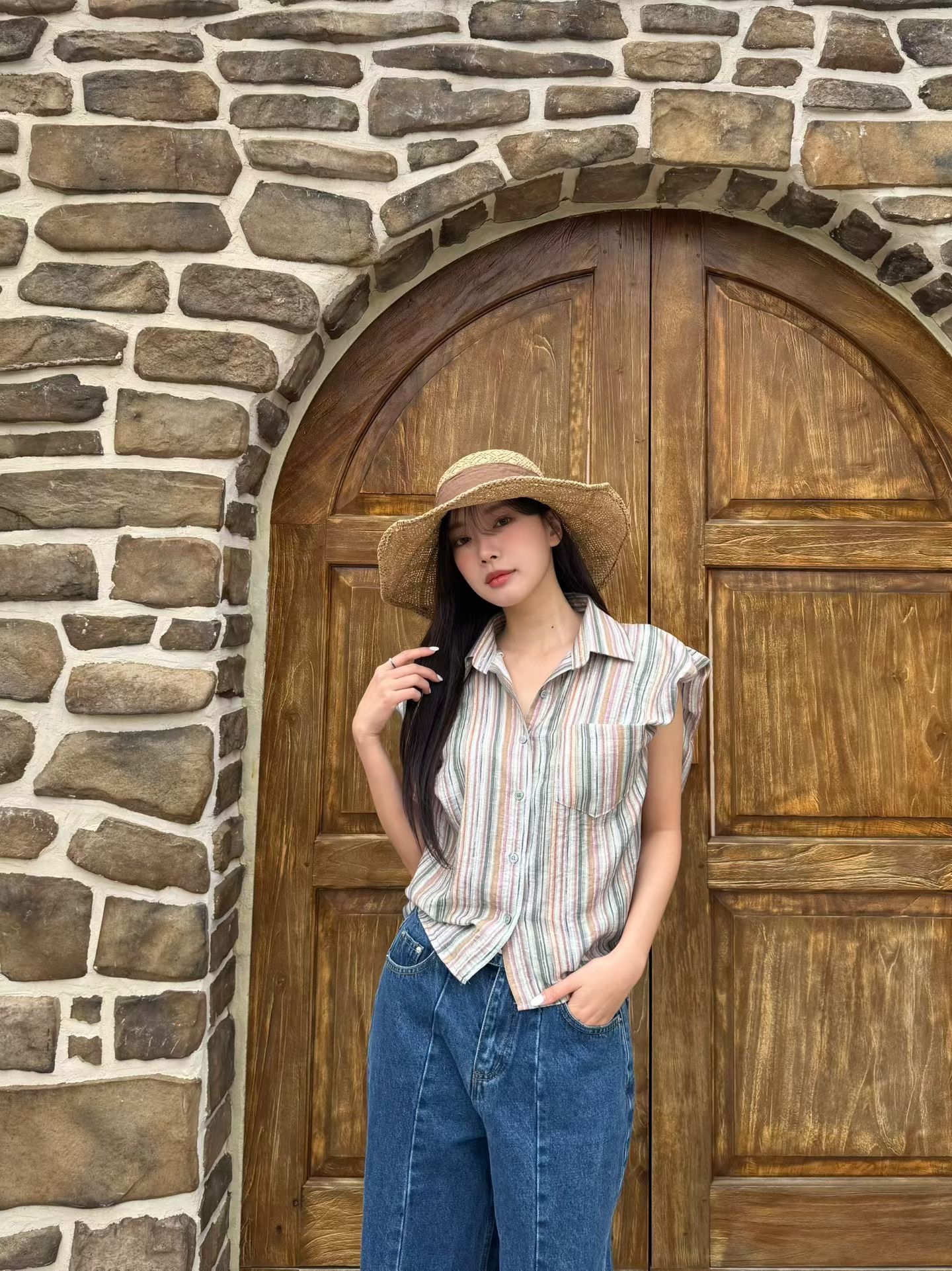 M3 直條皺皺背心