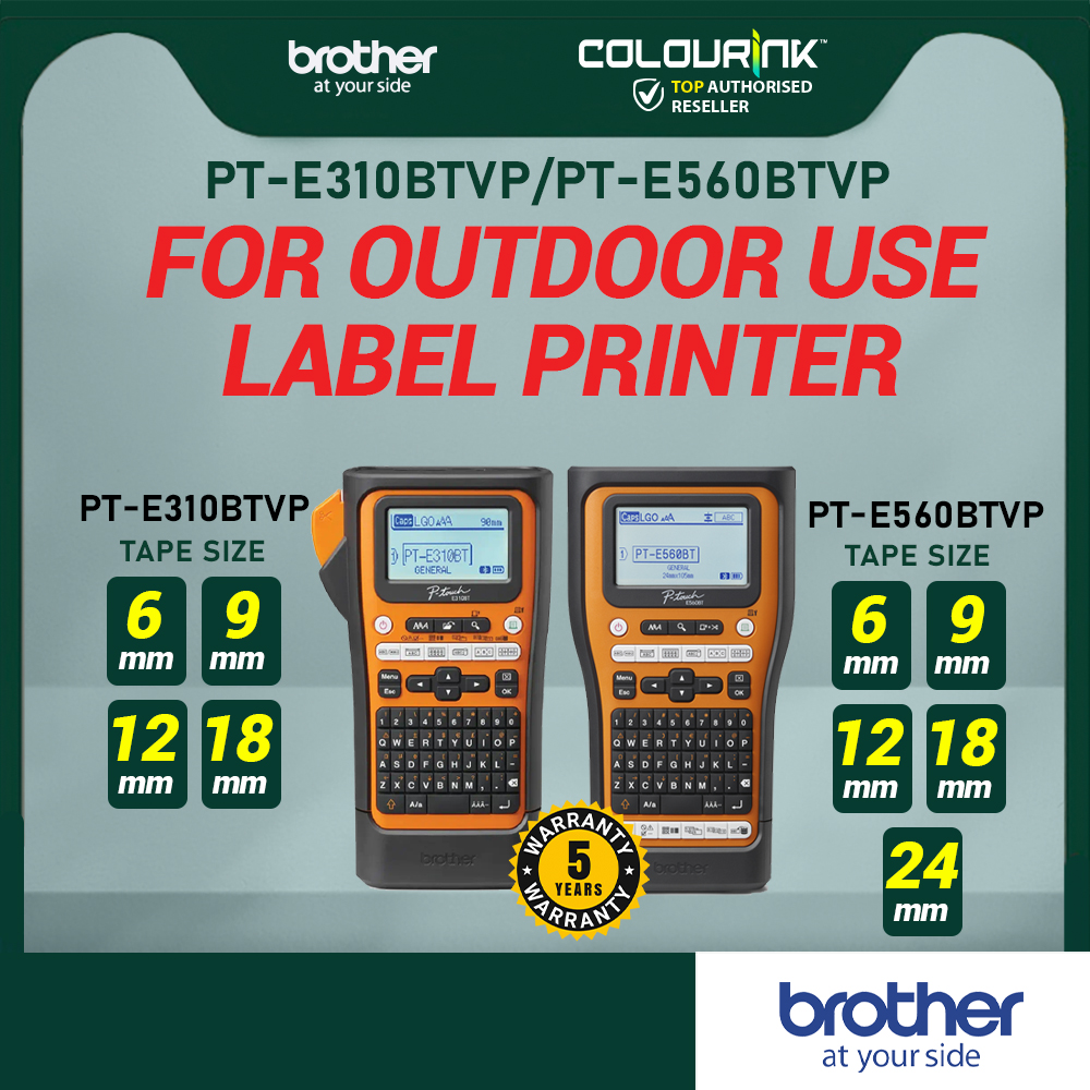 Brother PT-E310BTVP Portable Handheld Label Maker c/w Adapter Tool Box for Wire Cable Heat Shrink Tube E300VP PT-H110