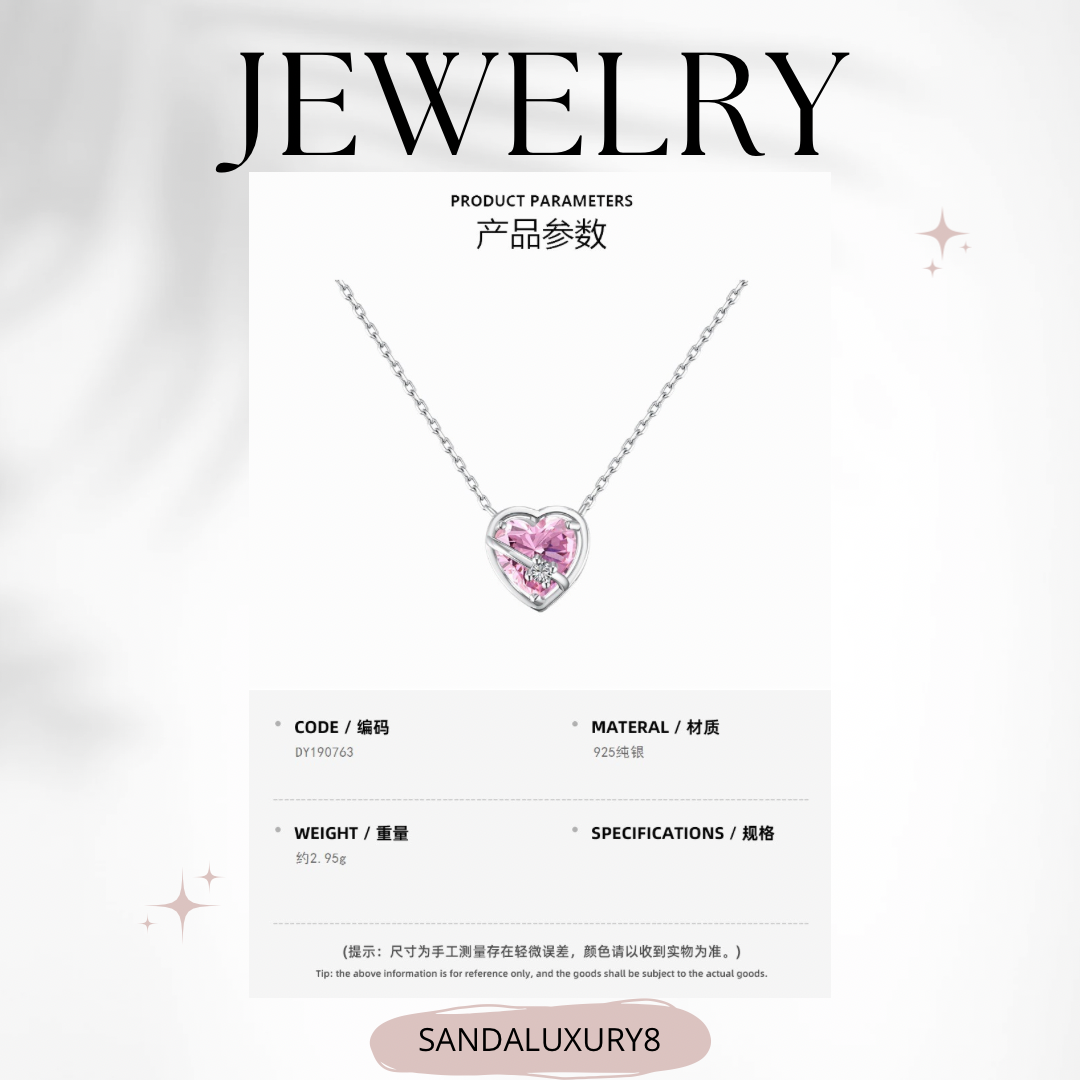 Pink Heart Necklace - Silver Jewelry Collection