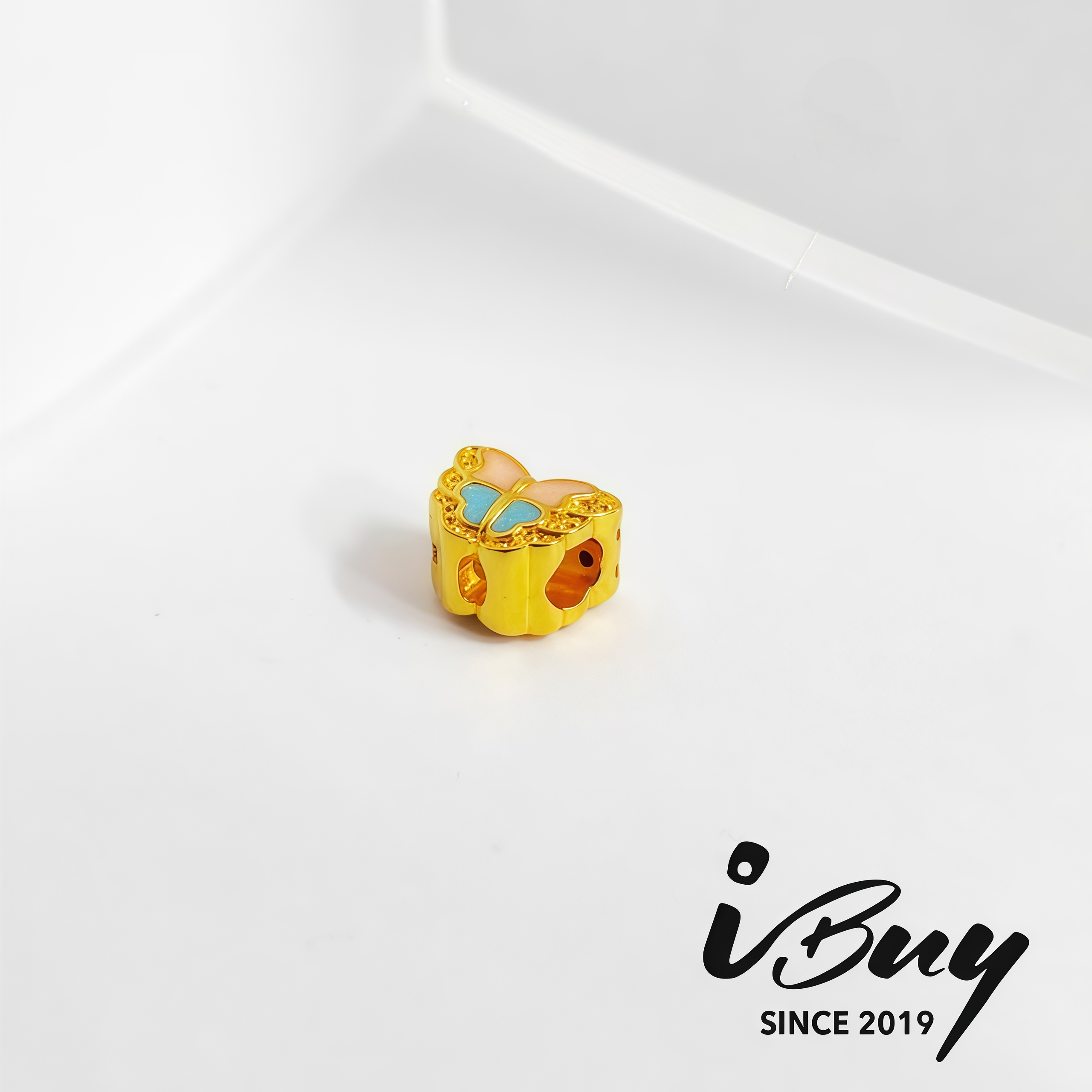 916 HARD GOLD ENAMEL STARRY SKY BUTTERFLY BEAD 916 硬金 珐琅星空蝴蝶串咀