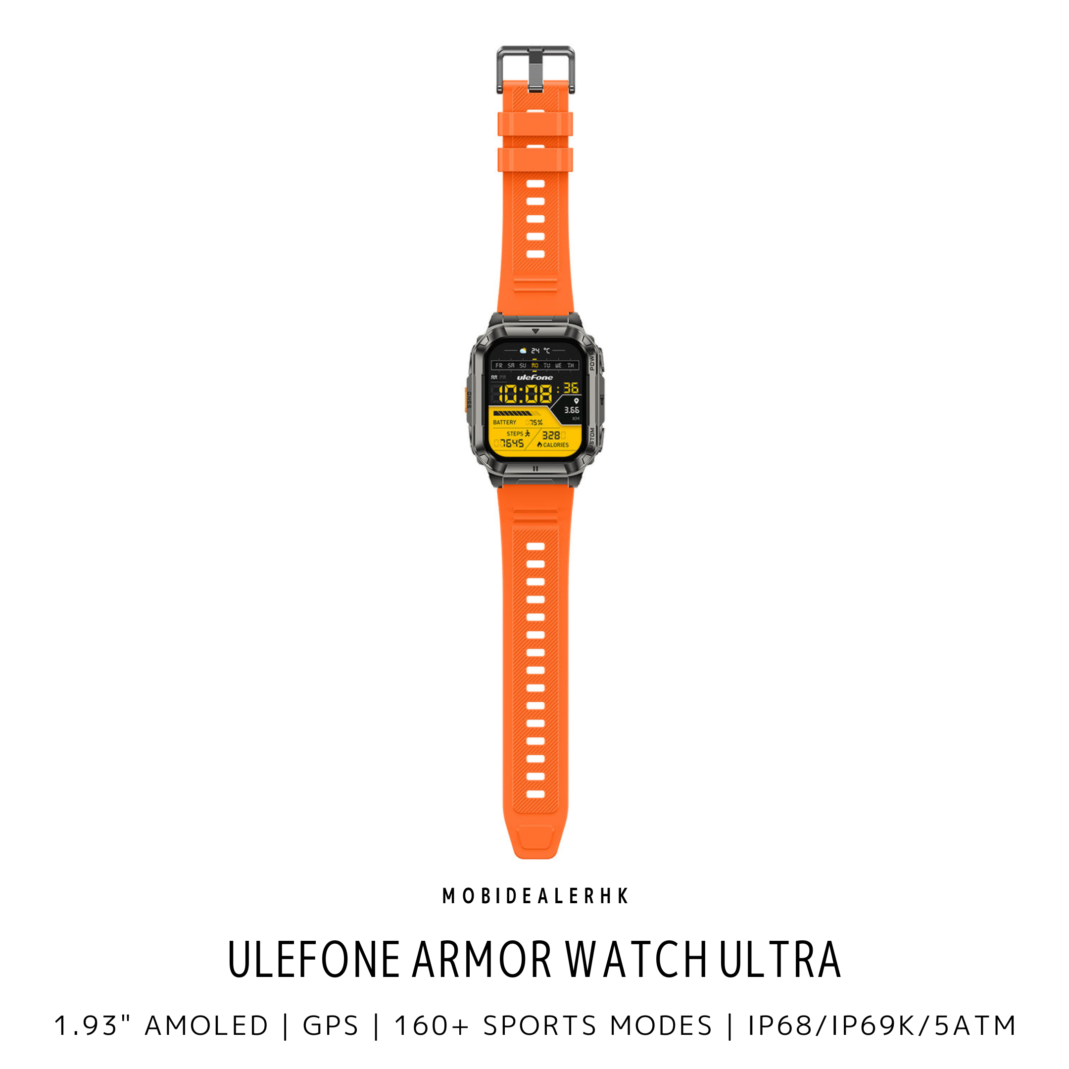 Ulefone Armor Watch Ultra | 歐樂風 Armor Watch Ultra | 三防智能手錶 | 1.93" AMOLED 大屏幕 | IP68/IP69K・MIL-STD-810H・5ATM | GPS+AGPS 離線地圖