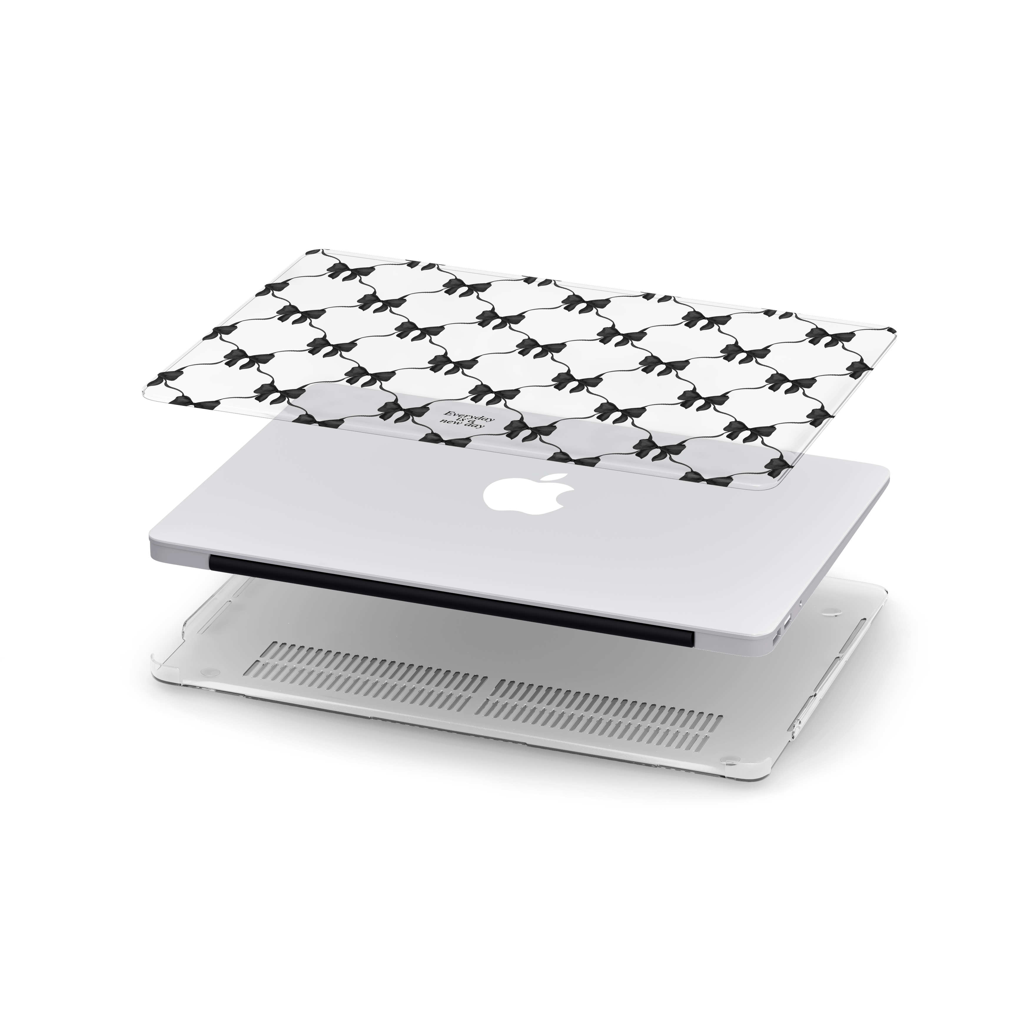 【Darling Dusk Ribbon Bows #BLACK】Transparent MacBook Protective Case