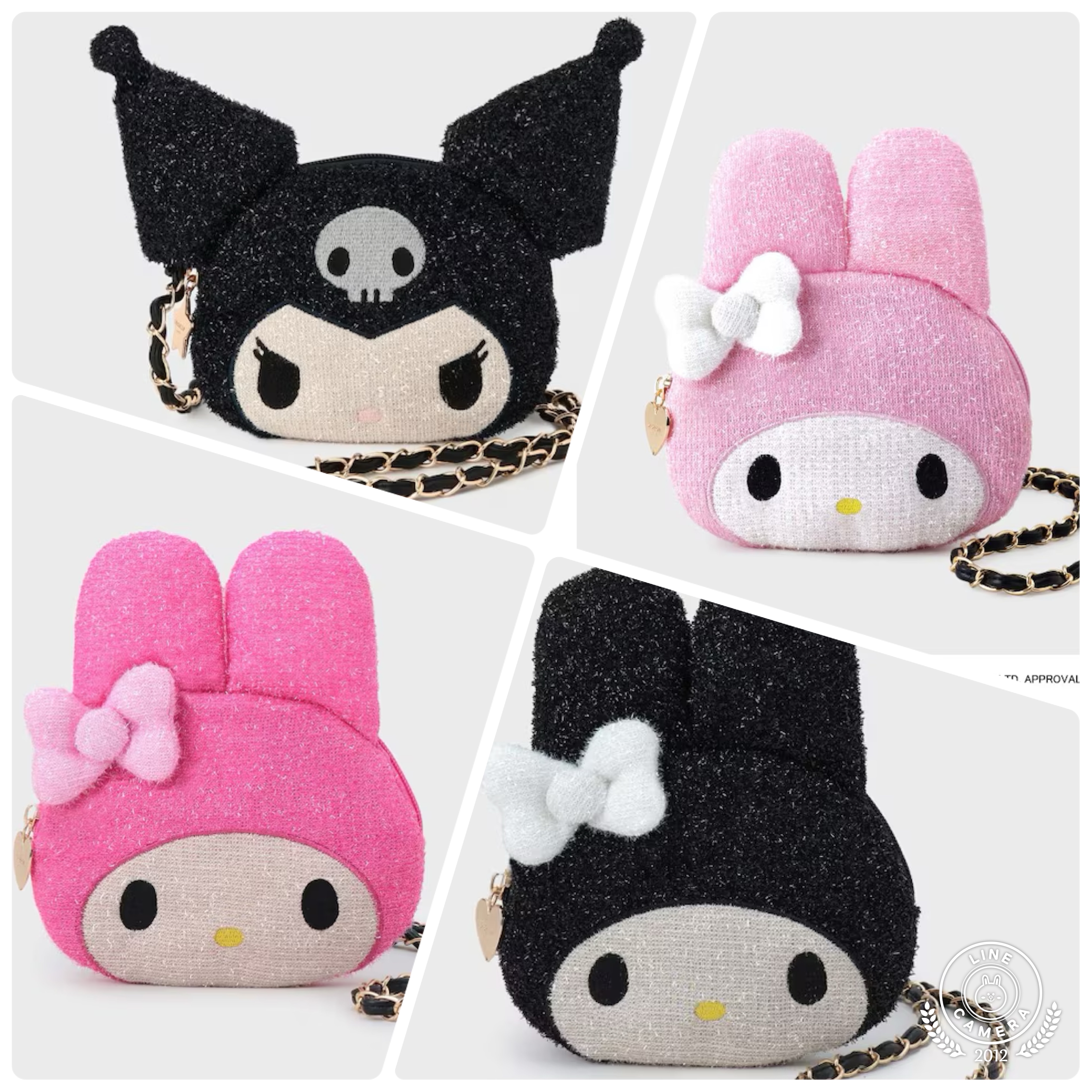 日本服裝品牌-OPAQUE.CLIP X MELODY KUROMI 閃閃斜孭袋/化妝袋