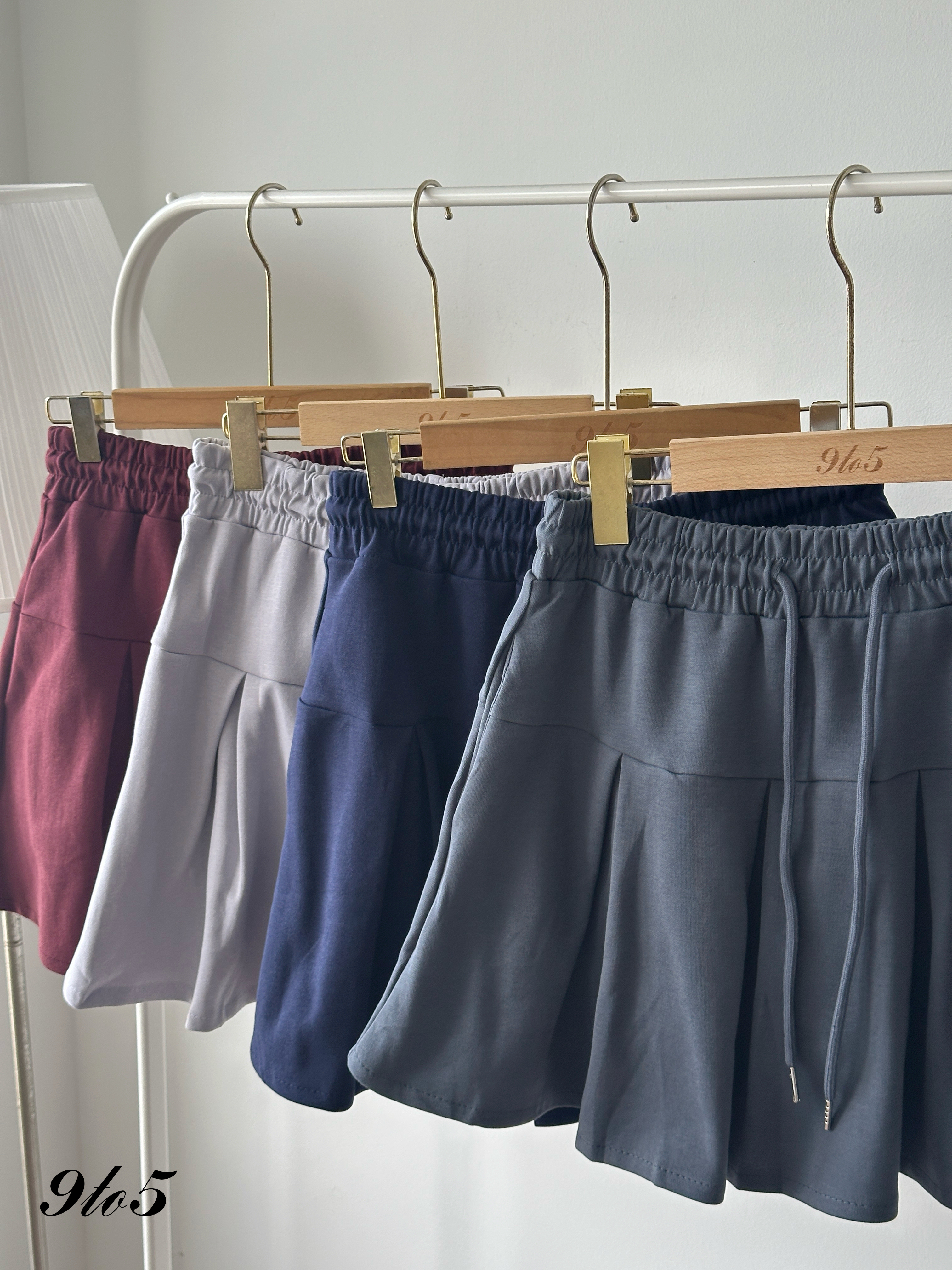 S1918 Drawstring Pleated Mini Skirt - 4 Colors 