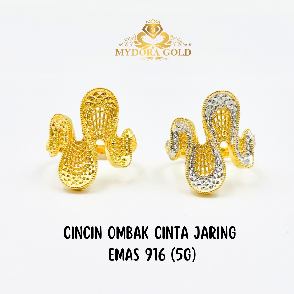 MYDORA Cincin Ombak Cinta Jaring (5G) | EMAS 916/22K