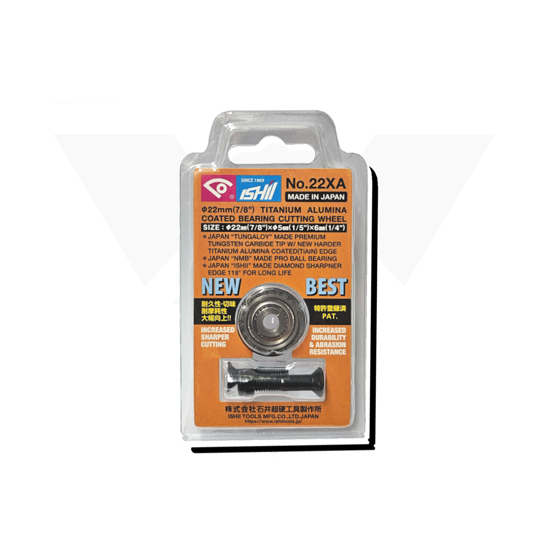 日本 "ISHII" 眼嘜 No.22XA 22mm 磁磚切台刀刃 "ISHII" (JPN) No. 22XA Titanium Coated Rotary Bearing Tile Cutting Wheel
