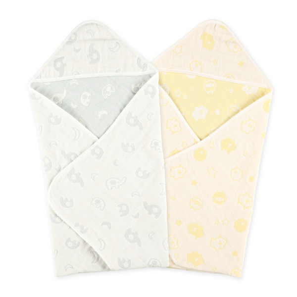 🇯🇵預訂 日本直送🇯🇵兩色動物圖案滿印棉紗包被襁褓