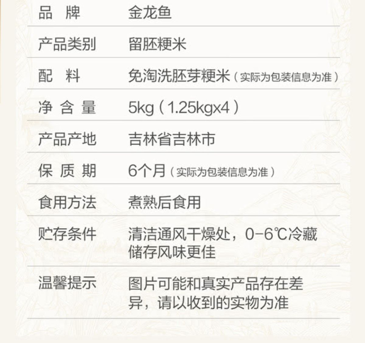 金龍魚 免淘洗胚芽米 5kg (1.25kg*4包) *新包裝 平行進口