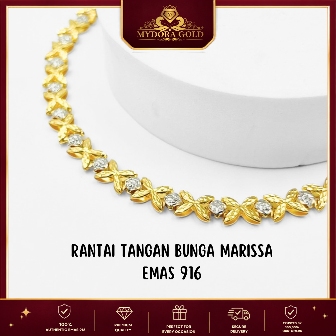 MYDORA Rantai Tangan Bunga Marissa l EMAS 916/22K