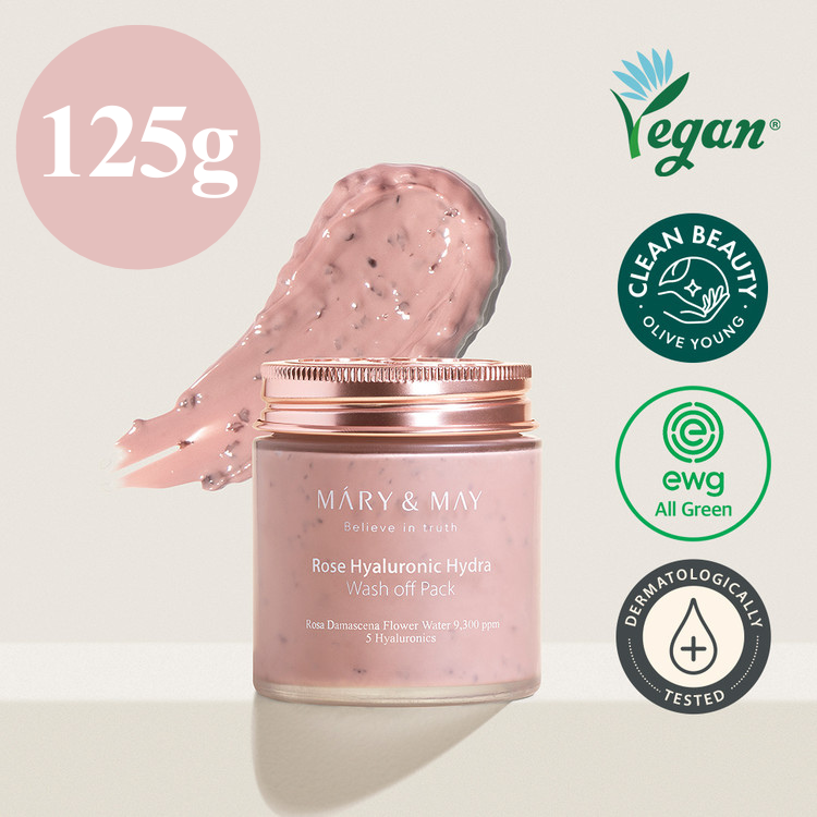 Mary & May Vegan Rose Hyaluronic Hydra Wash off Pack純素玫瑰透明質酸保濕水洗面膜125g/300g