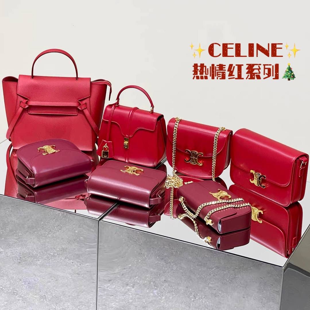 𝗖𝗘𝗟𝗜𝗡𝗘新年开运红包来袭❗️ 圣诞节新年就快到了，哪种颜色在新年里喜庆且符合节日氛围呢❓那必定是招好运的红色单品啦～高级红，浪漫且热烈，爱穿素色或者想要结婚、本命年的宝宝们绝对是首选！