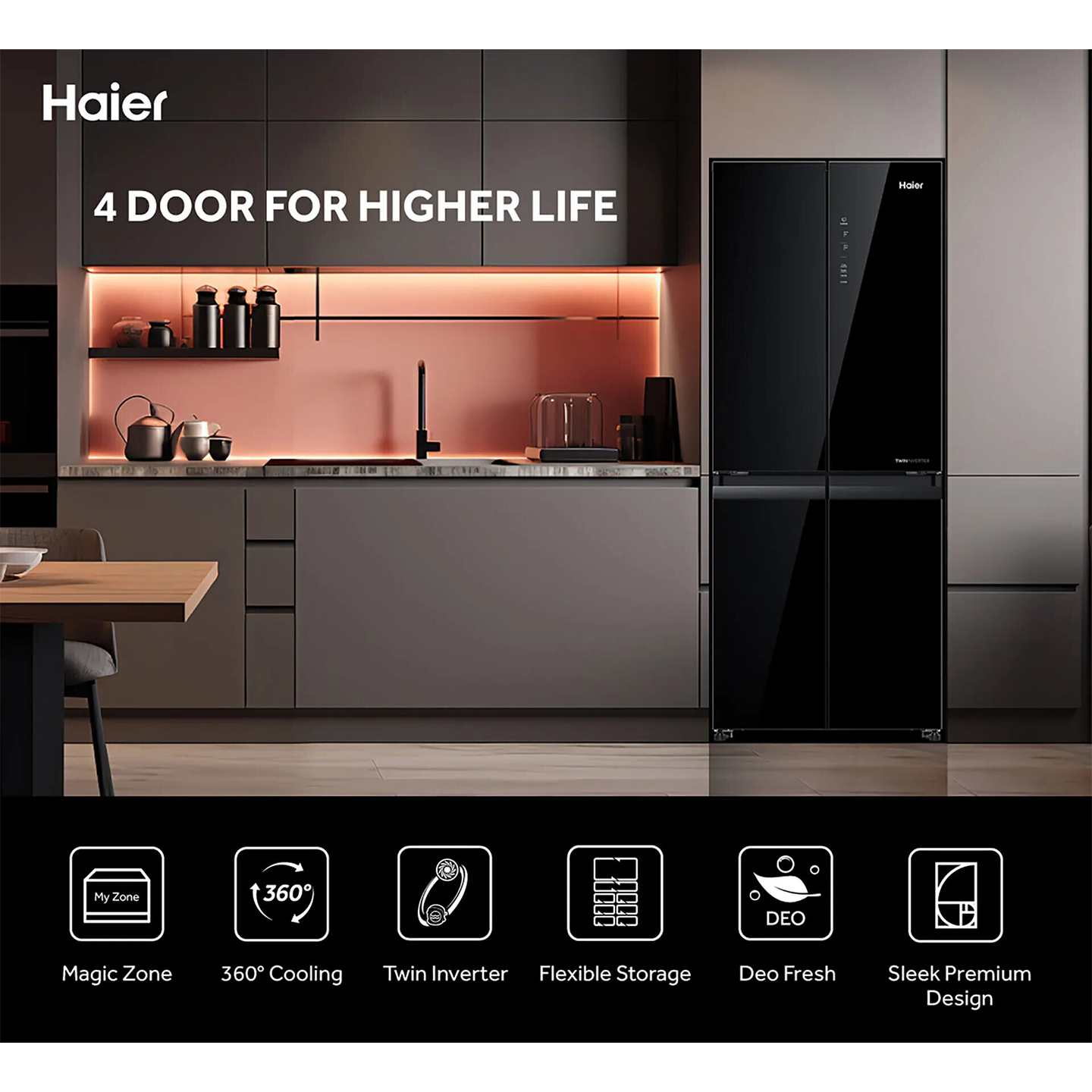 Haier 480L Multi-Door Inverter Glass Fridge (HRF-IM480MG)
