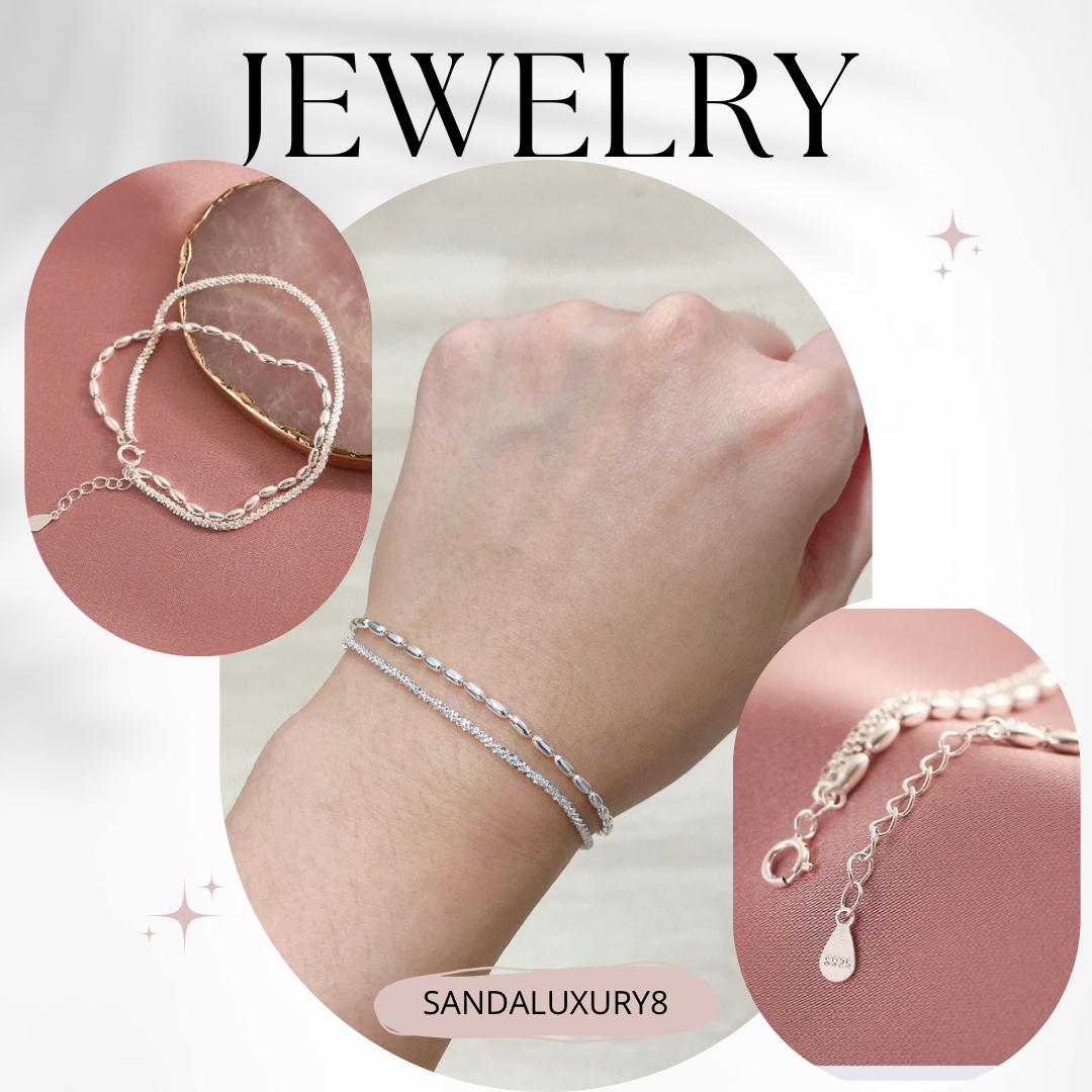 Silver Chain Bracelet Set for Women - Simple Minimalist Jewelry Gift for Birthday, Anniversary, Mother's Day - SANDALUXURY8