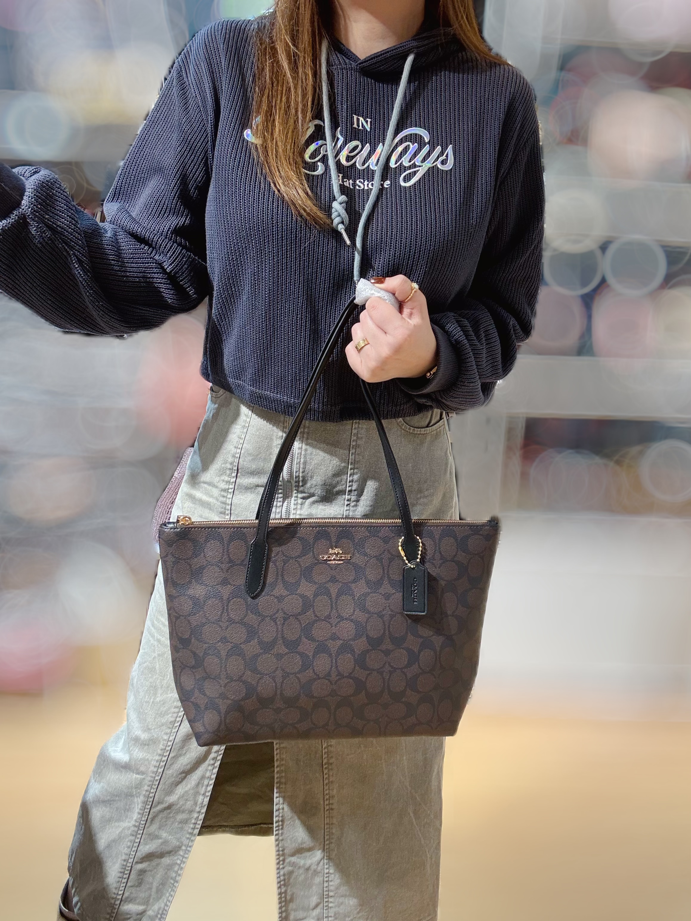 Coach top zip tote dark/m