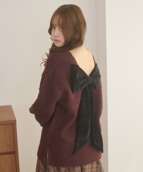 大蝴蝶結後背針織冷衫