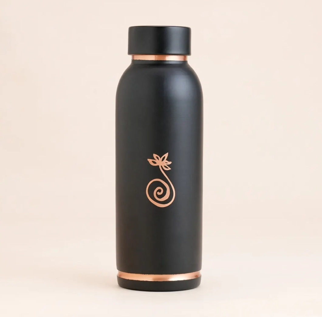 Isha Life-  印度純銅水壺 700ml (黑色/蓮花) (壺蓋有瑕疵) India Pure Copper Bottle (Black/ Lotus)