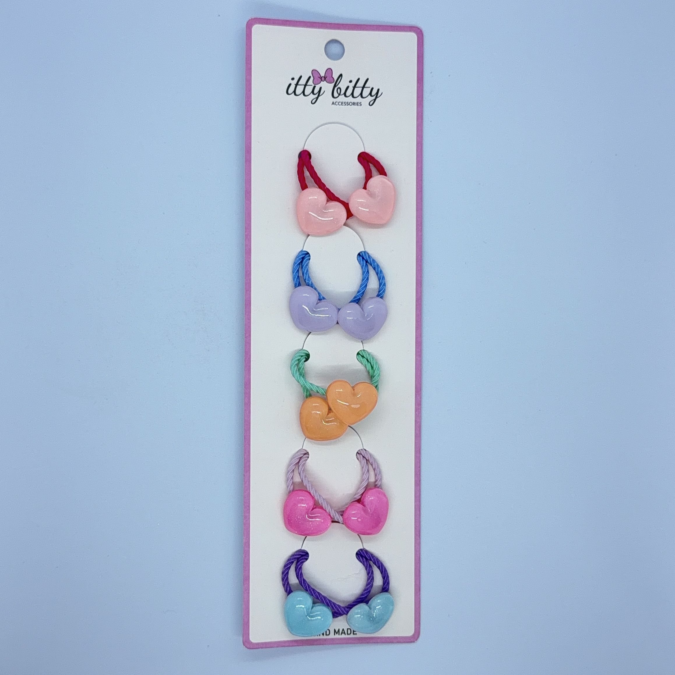 心心飾牌髮圈組 (5對裝) / Heart Shape Charm Hair Tie Set (5 pairs)