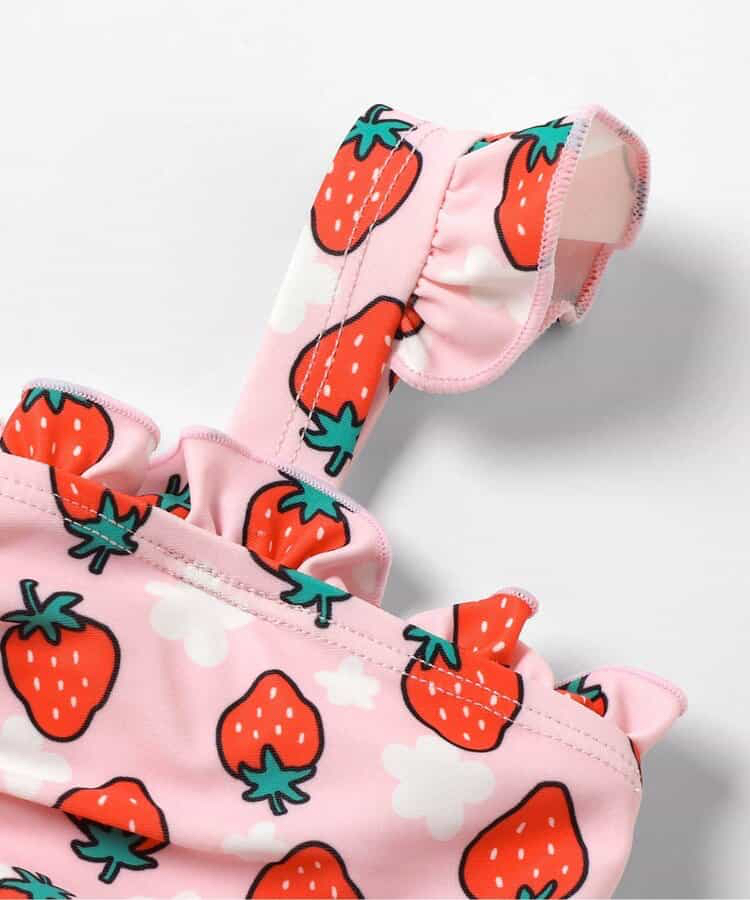 🇯🇵預訂 日本直送🇯🇵BREEZE兩色草莓花卉滿印荷葉邊吊帶連身泳衣