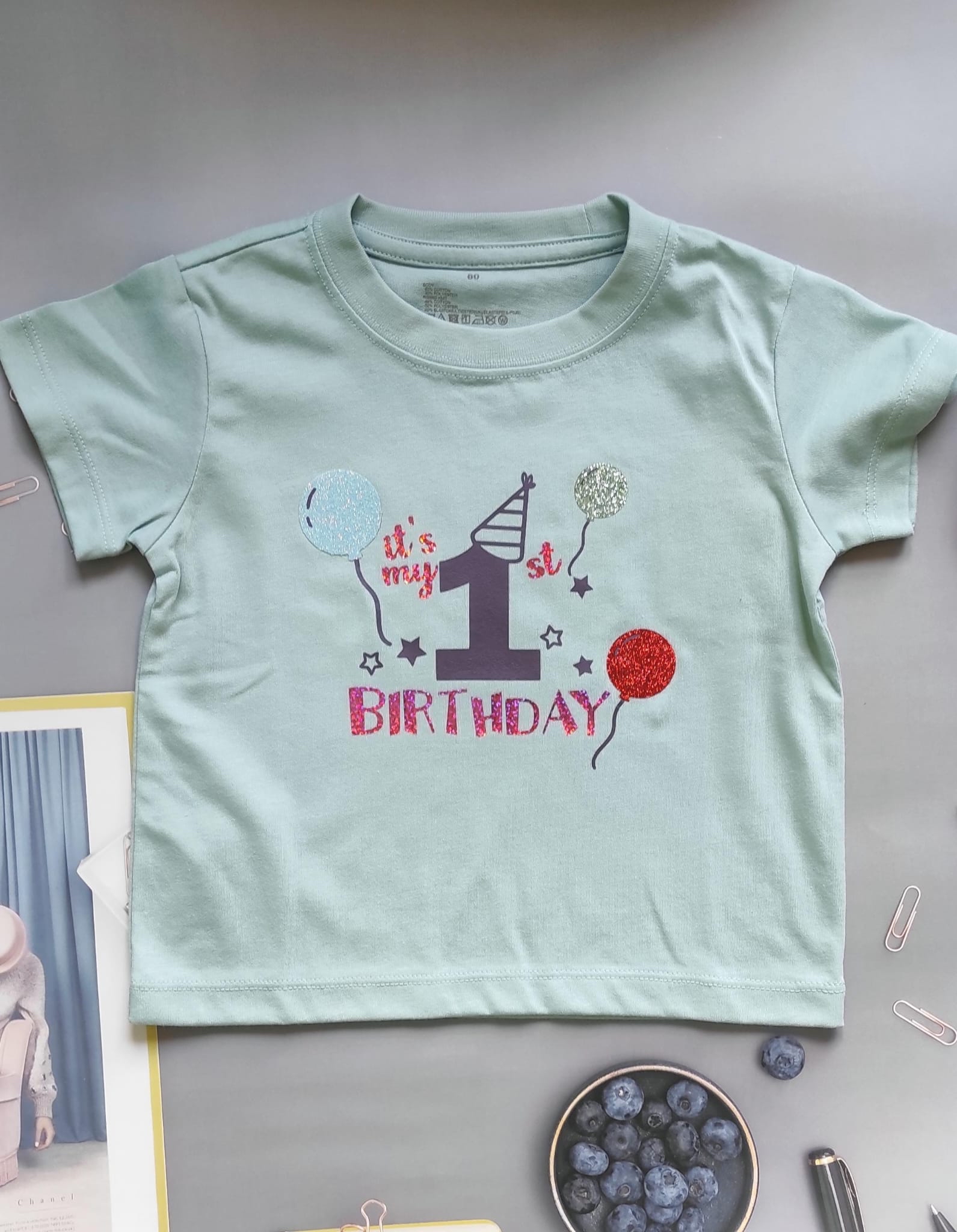It’s my 1st birthday 純棉手工圖案印制T-Shirt