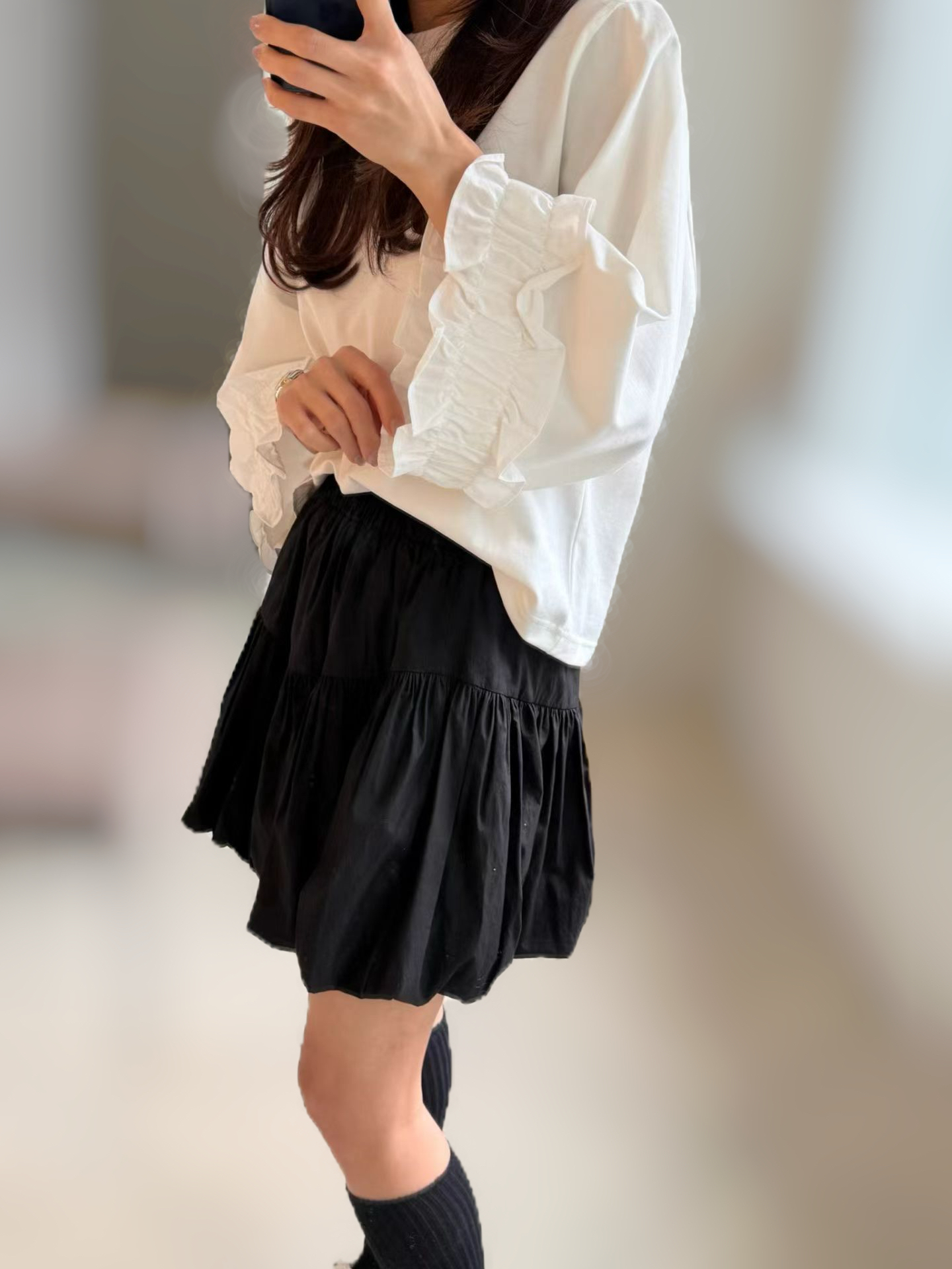 Shirred Wide Sleeves Tee