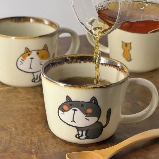 日本製 美濃燒 坐姿貓 馬克杯 300ml