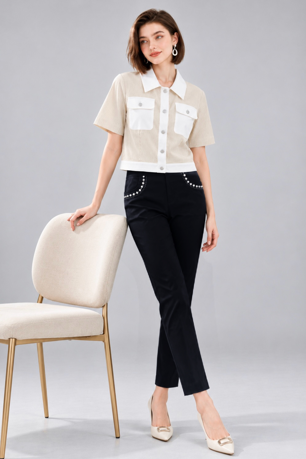 4734 Elara Pearl Trim Long Pant