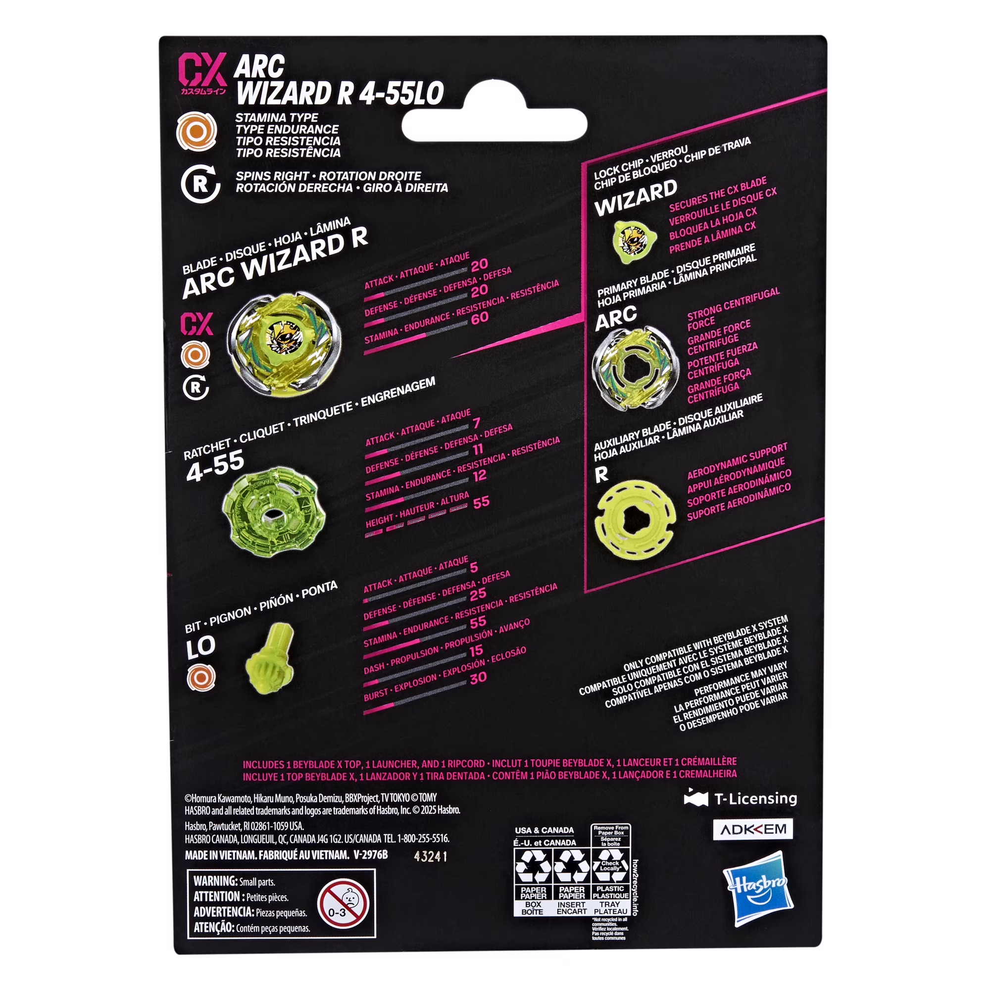 【魔幻變軌/極高持久】爆旋陀螺 X 巫師弧光 Beyblade X Arc Wizard R 4-55LO CX Starter Pack Top and Launcher - 實戰平衡型