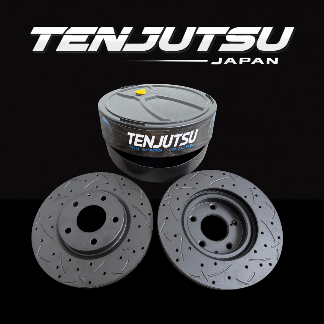 TENJUTSU Sport Front Disc Rotor (2Pcs) - Nissan Almera N17, Sylphy G11 2012Y Slotted Drilled Japan
