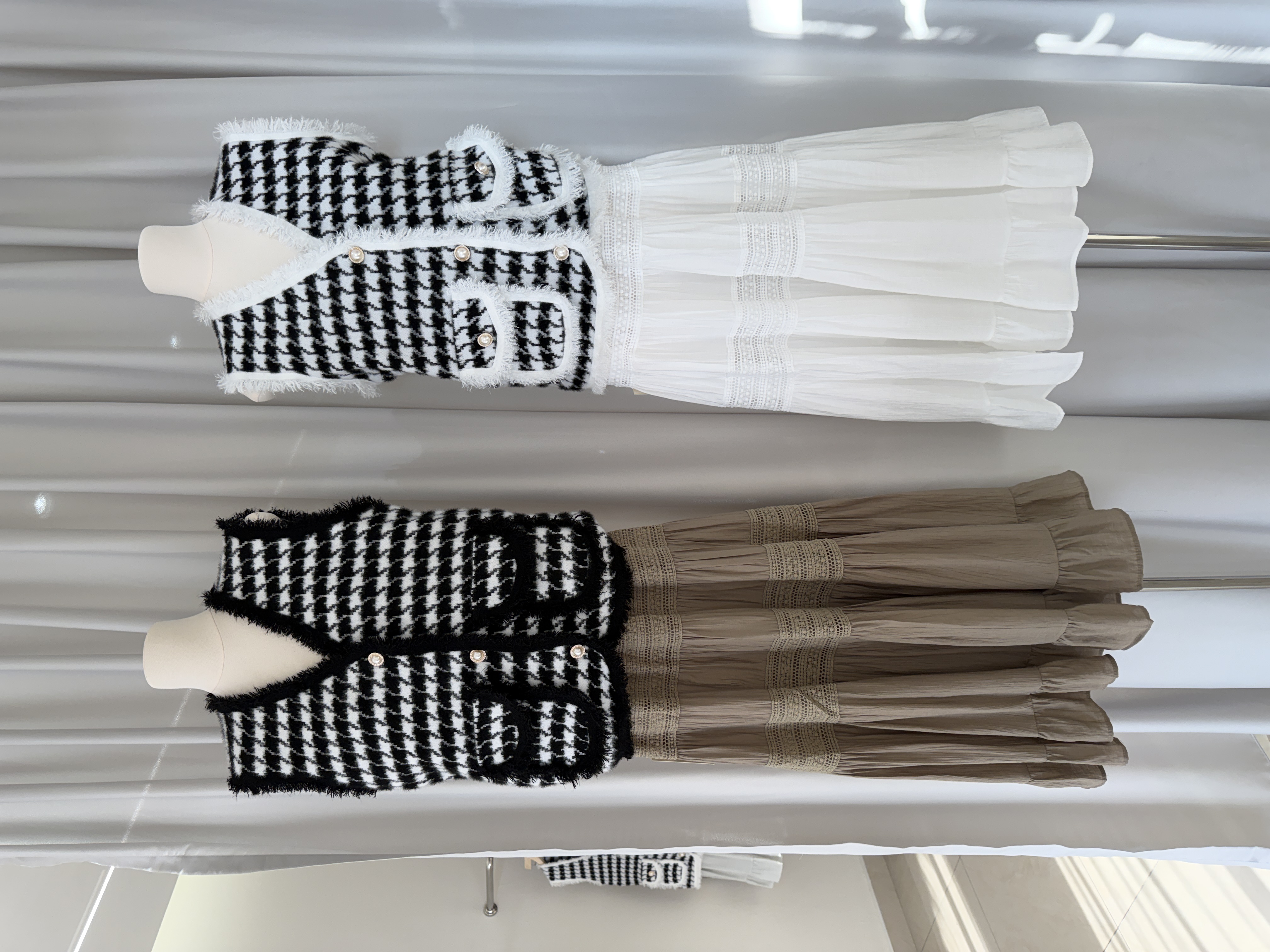 6612 小香风千鸟格马甲背心