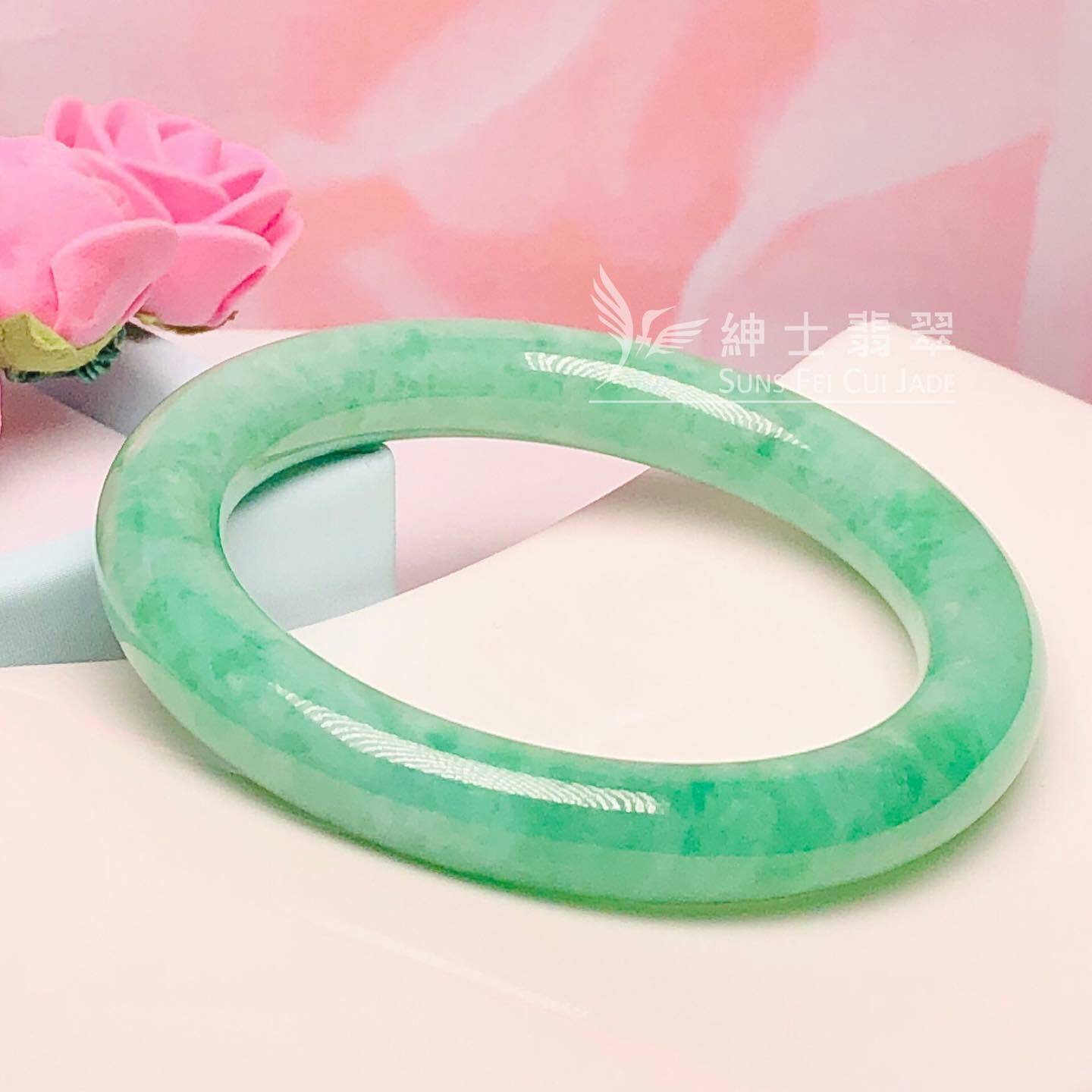 C02404 滿綠甜色圓鐲50.6mm