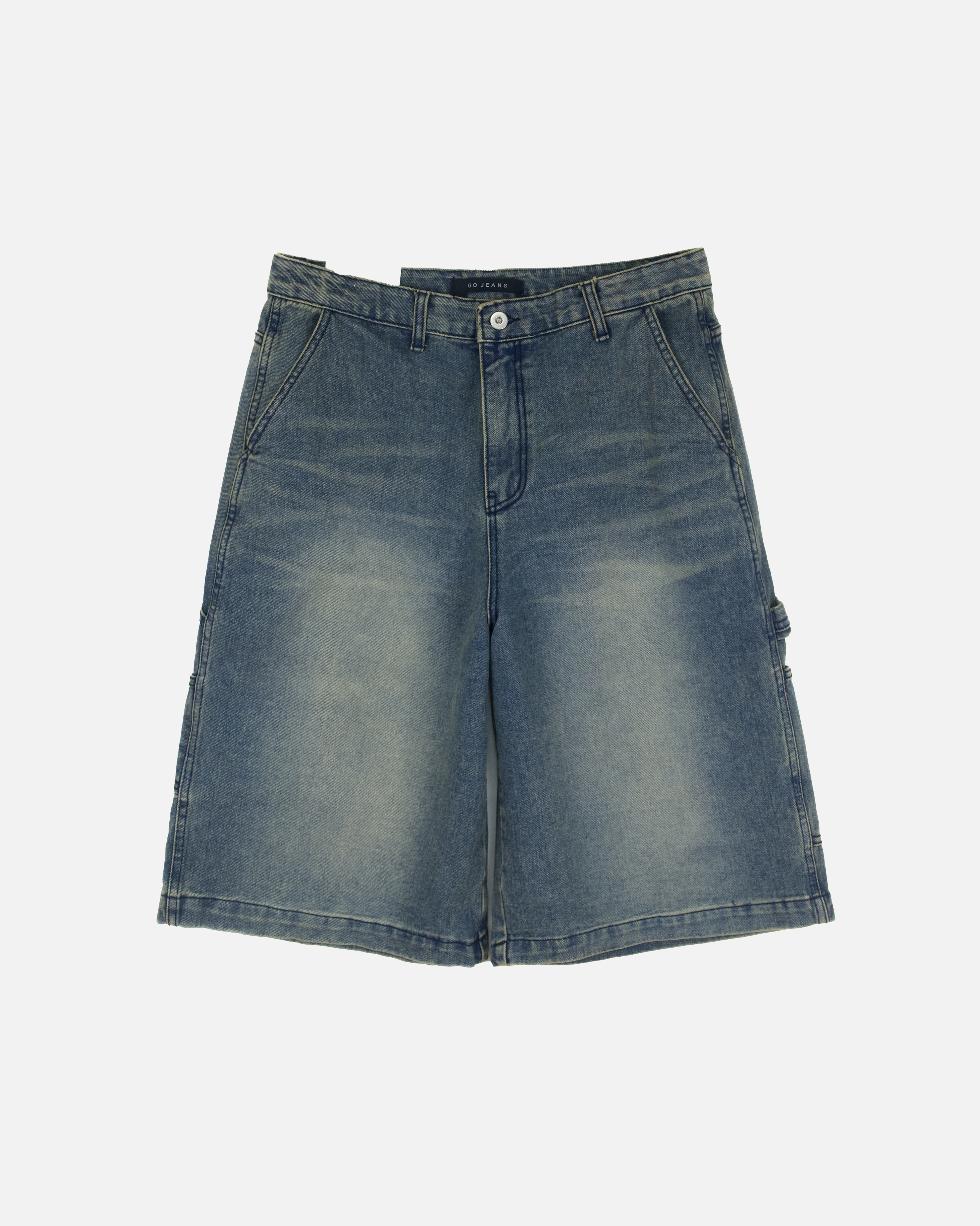 Washed Cargo Denim Bermuda Shorts