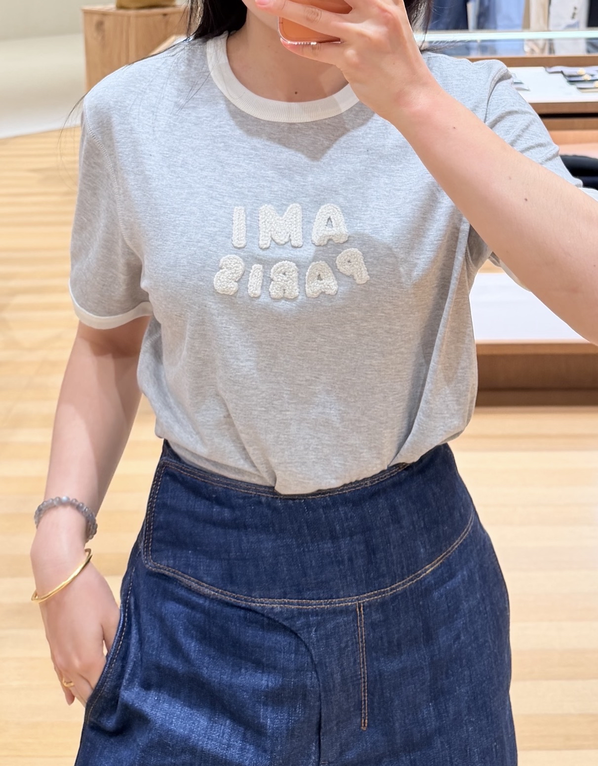 AMI 男女同款 灰色 logo Tee Size XS/S/M/L