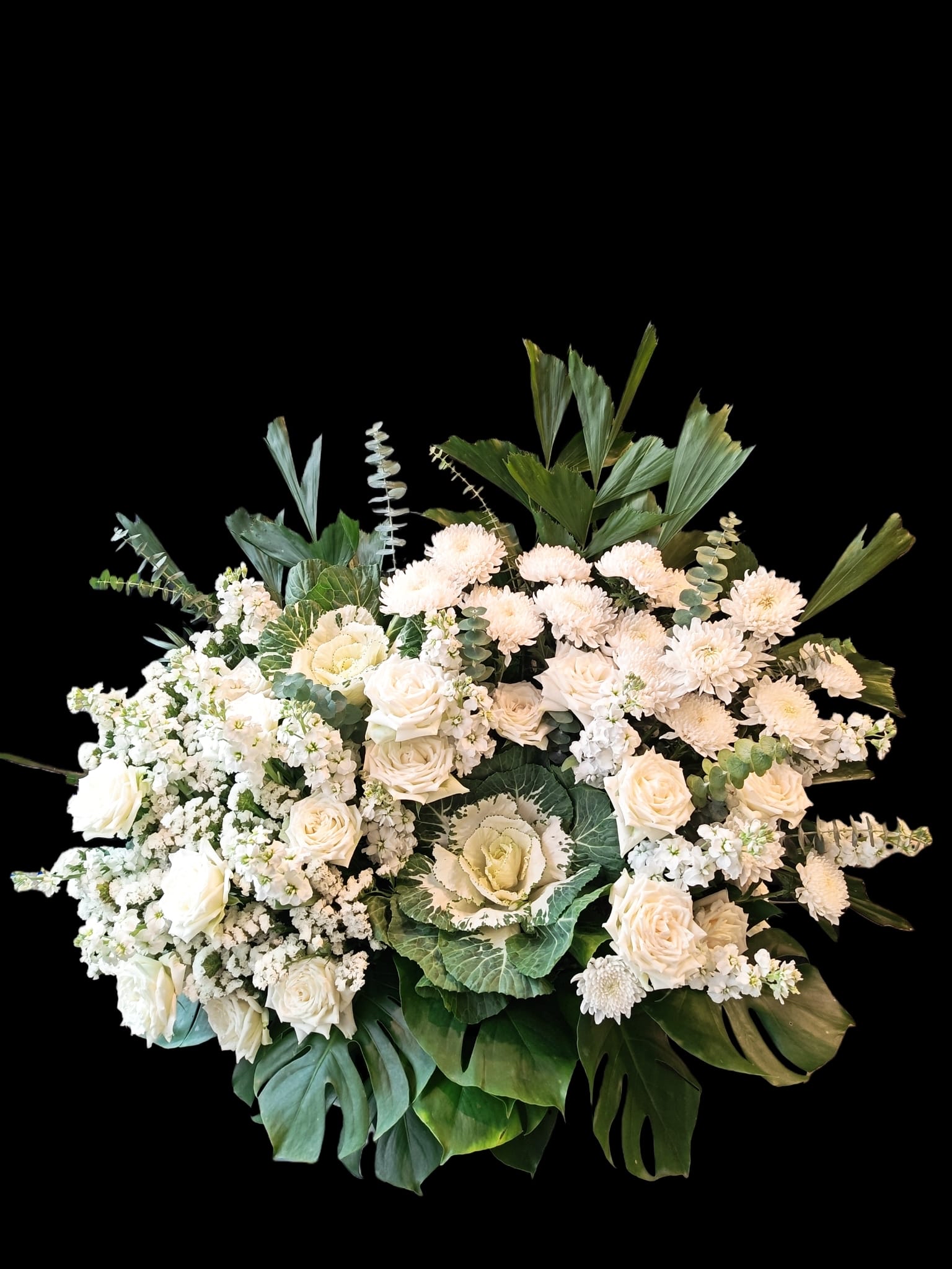 白雪淨懷｜純白玫瑰白菊莊嚴花禮