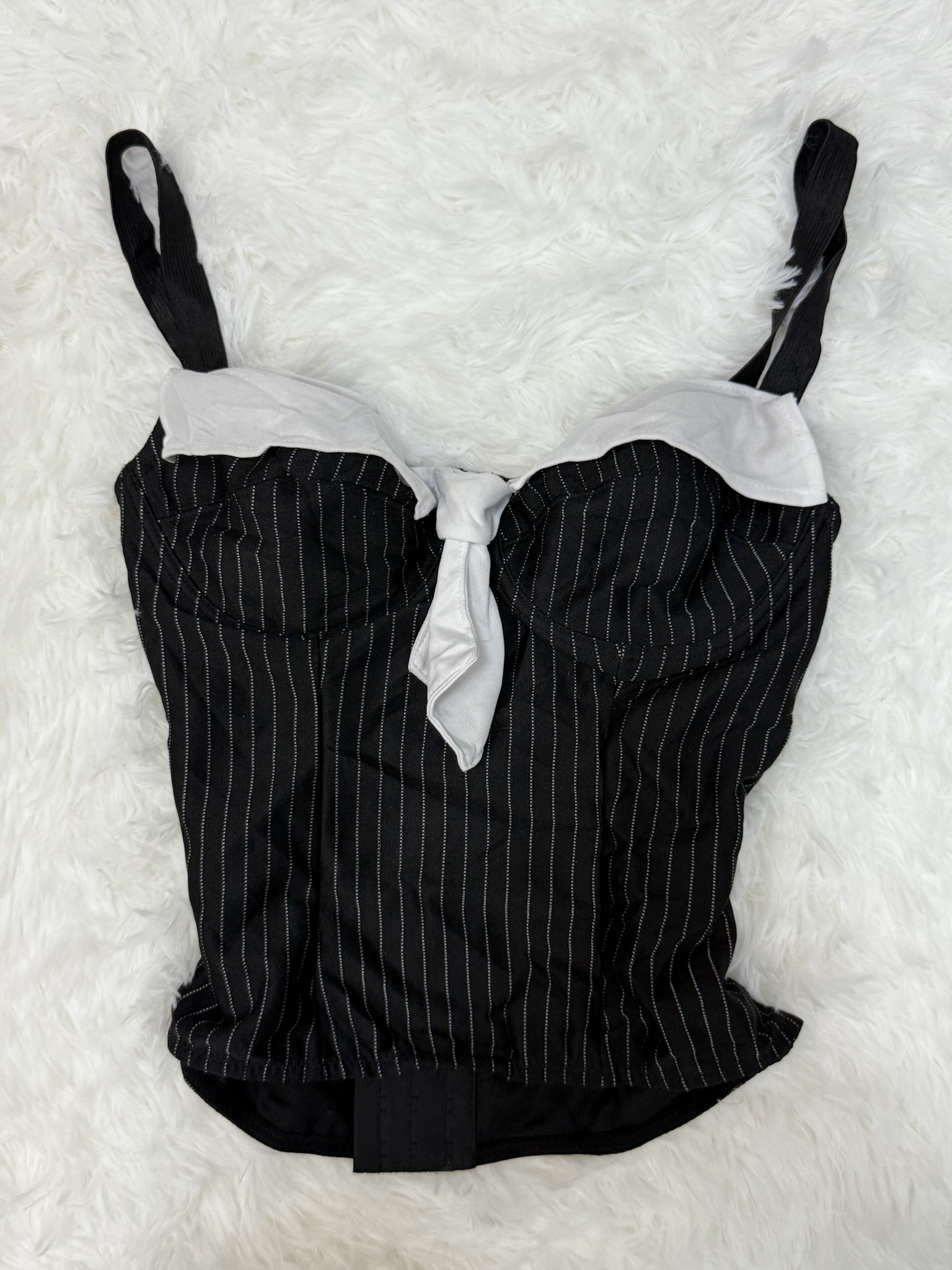 Y2k Grunge Striped Bustier with Contrast Collar 