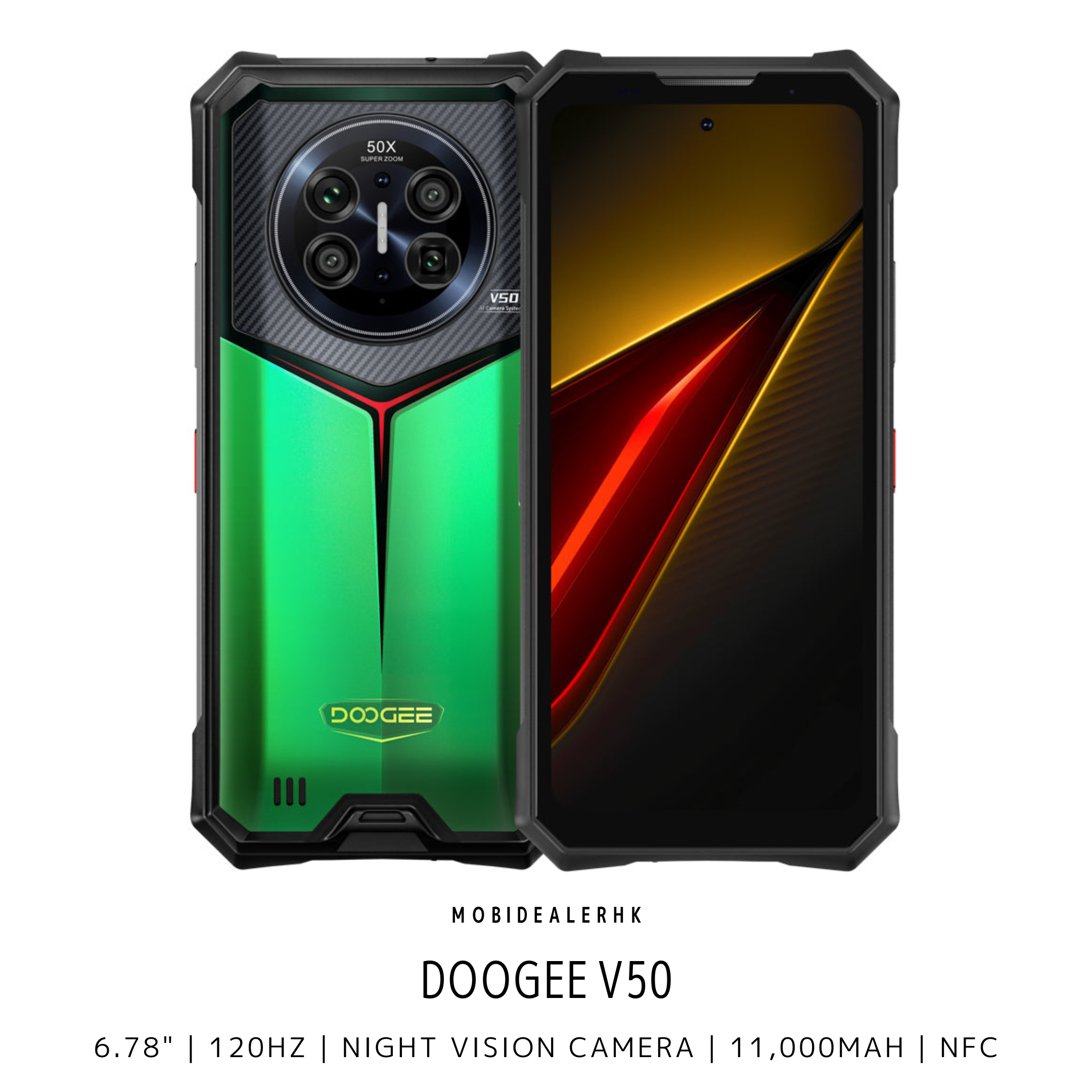 Doogee V50 | 道格 V50 | 5G | 三防手機 | 12/16+256/512Gb | 6.78" | 120Hz | 夜視鏡 | 11,000mAh | NFC