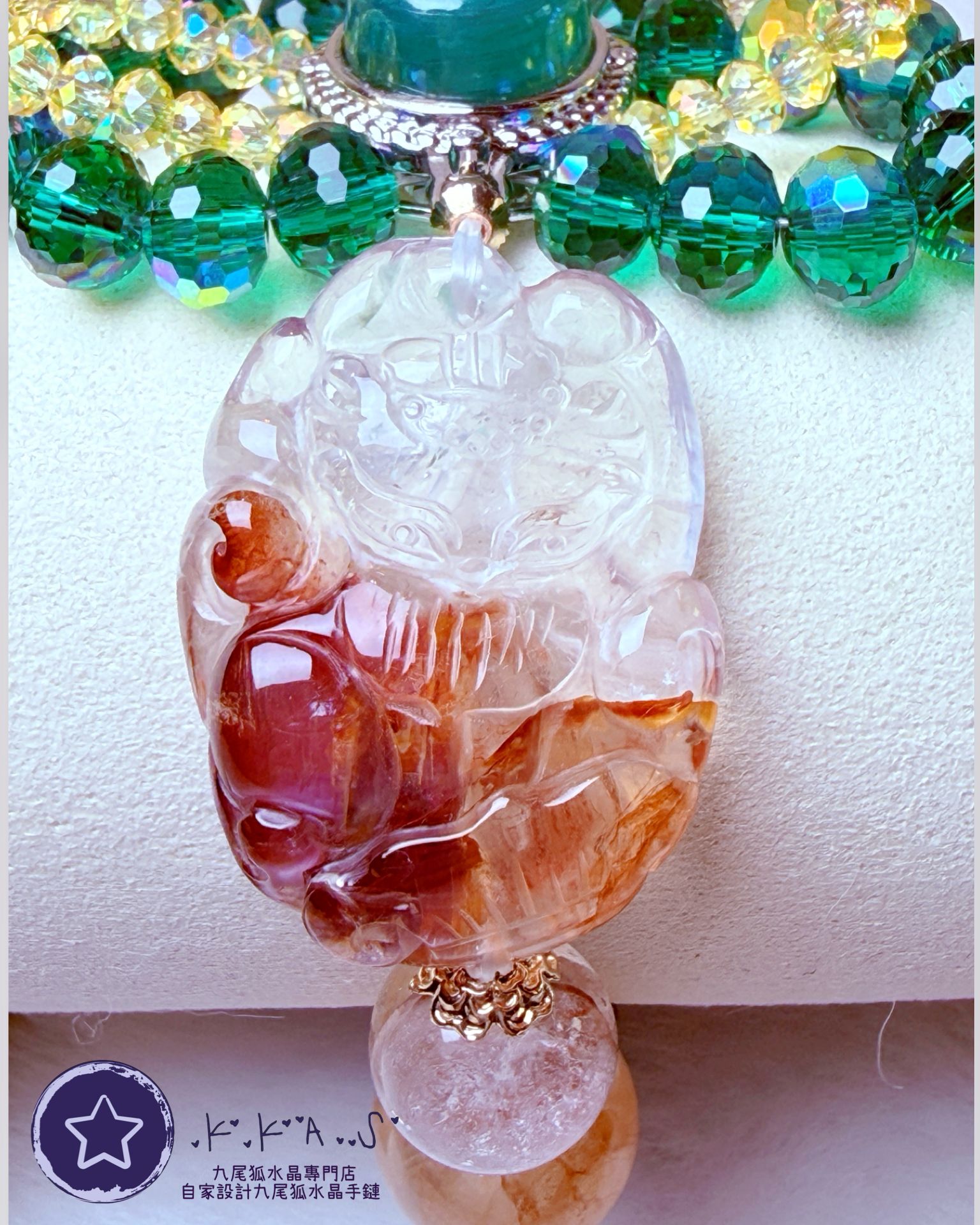 K00073 紅膠花 公主狐 自家設計手鏈